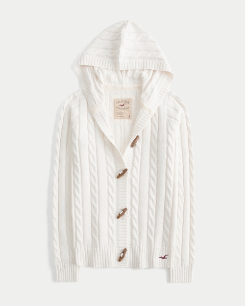 Женские кардиганы Hollister Holiday Vault Release Hooded Cable-Knit Toggle Cardigan