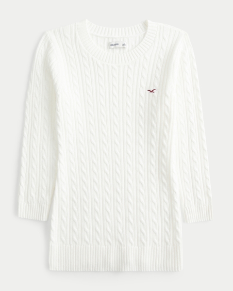 Женские свитеры Hollister Three-Quarter Sleeve Cable-Knit Crew Sweater