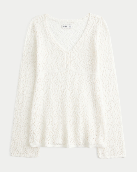 Женские свитеры Hollister Open-Stitch V-Neck Sweater