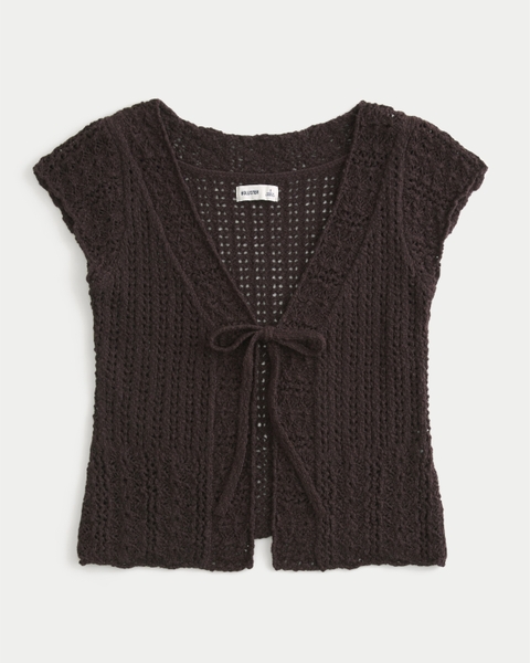 Женские кардиганы Hollister Short Sleeve Tie Front Open Stitch Cardigan