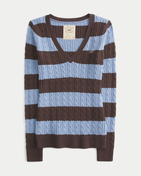 Женские свитеры Hollister Ivy Cable-Knit V-Neck Sweater