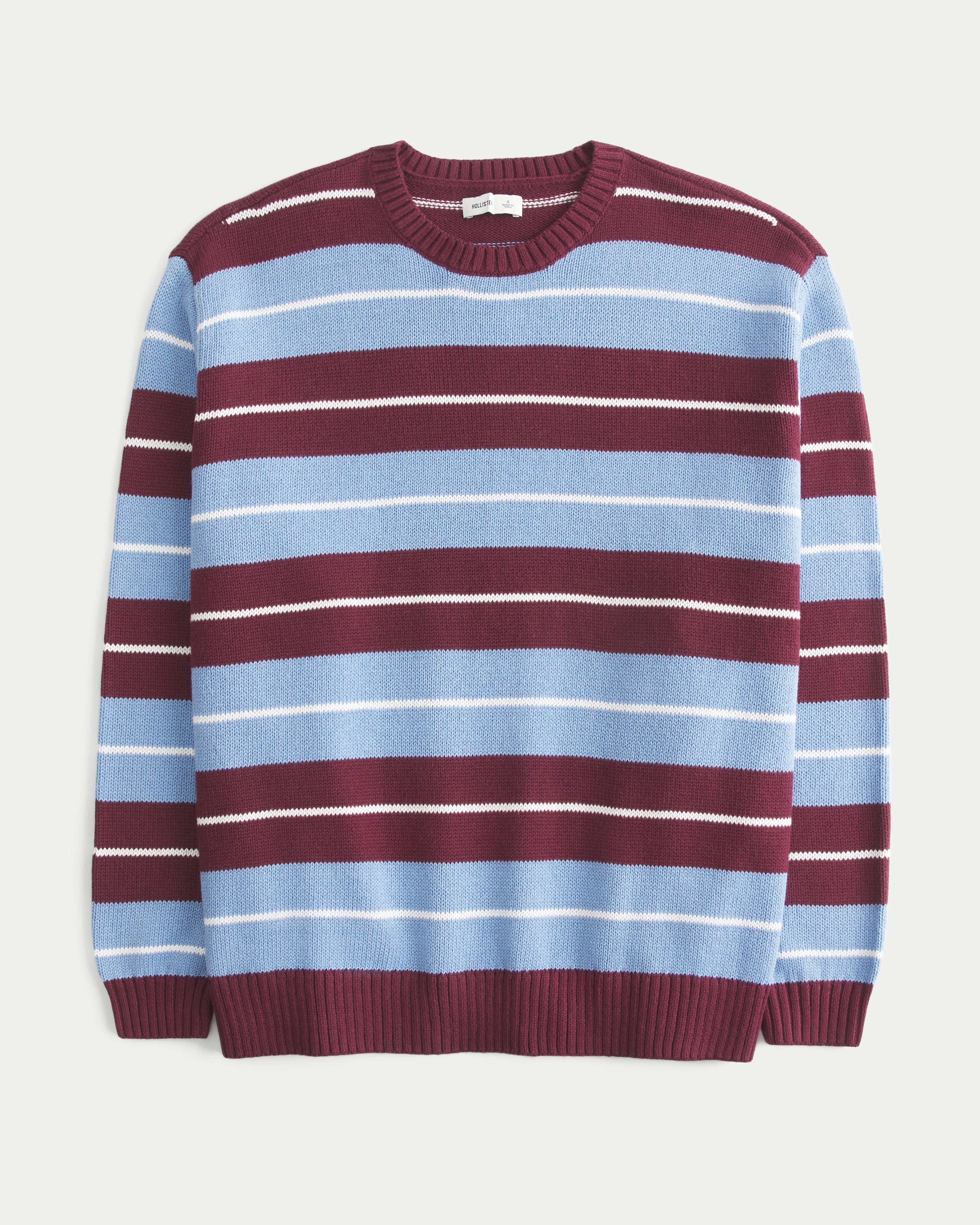 Женский свитер Hollister Oversized Crew, цвет: Синий полосатый