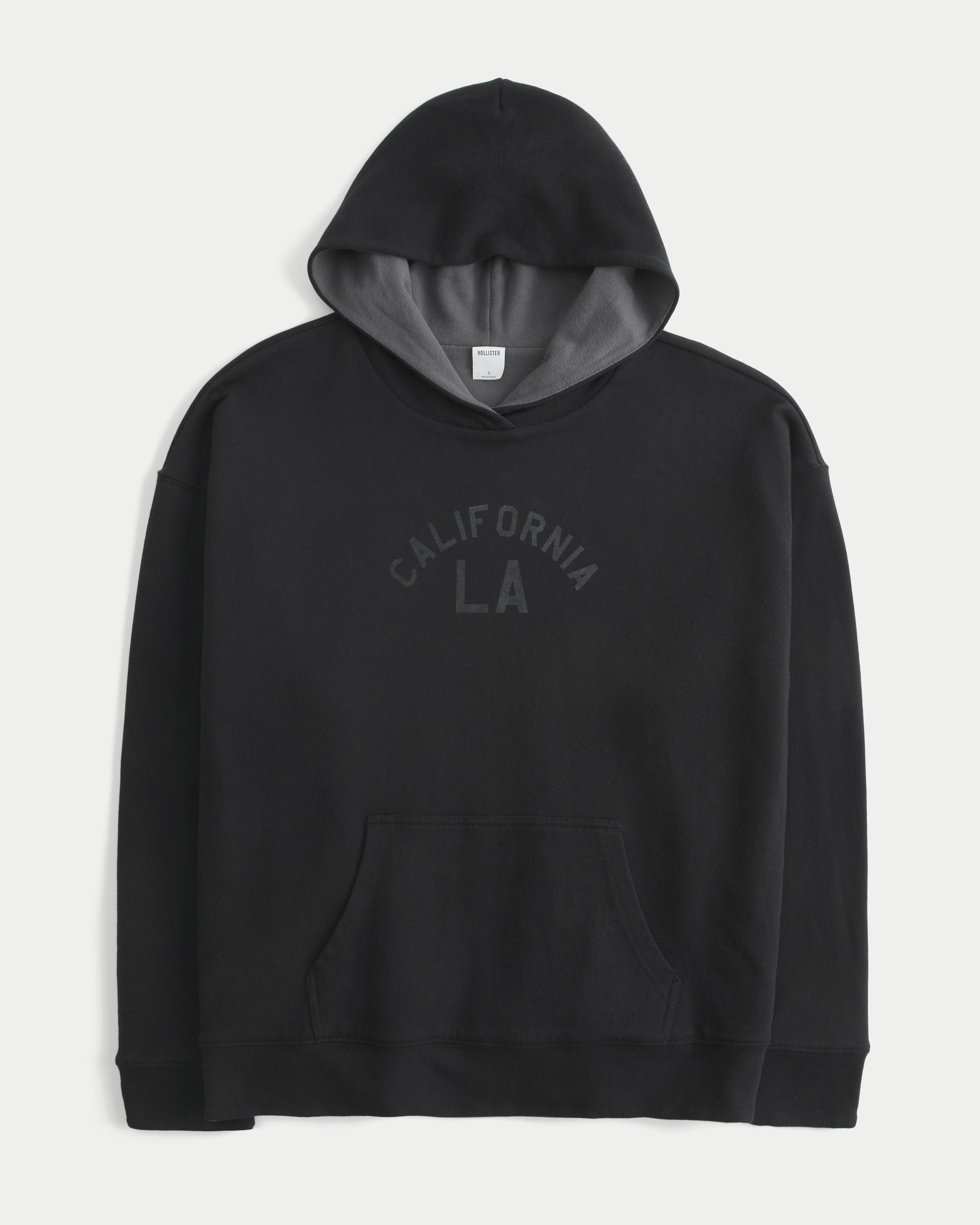 Женское худи Hollister Feel Good Oversized Reversible Graphic, цвет: Чёрный