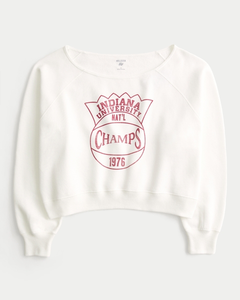 Женские худи Hollister Easy Off-the-Shoulder Iowa Hawkeyes Graphic Sweatshirt