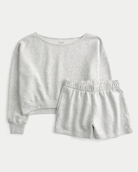 Женские свитеры Hollister Easy Off-the-Shoulder Sweatshirt & Fleece Shorts Set