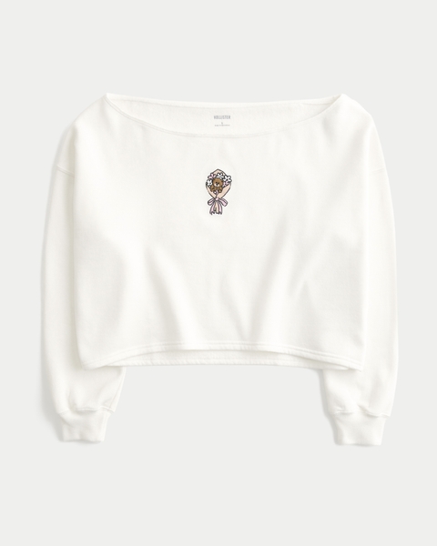 Женские худи Hollister Easy Graphic Double Off-the-Shoulder Sweatshirt