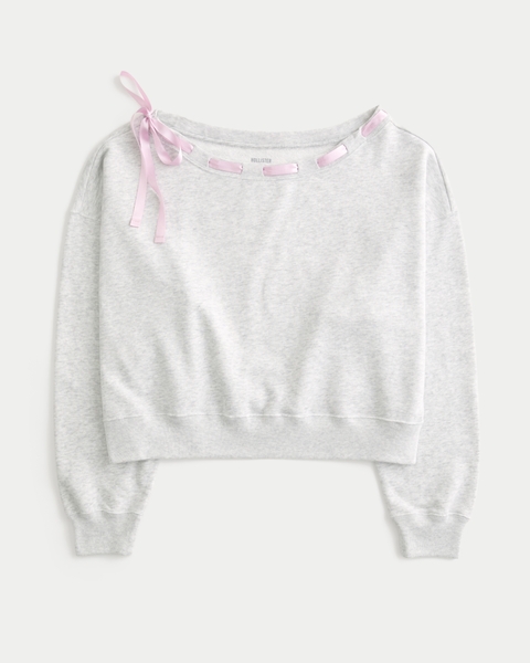 Женские худи Hollister Off-the-Shoulder Tie Sweatshirt