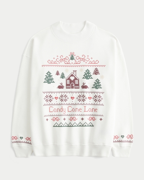 Женские худи Hollister Feel Good Oversized Mock-Neck Puff Print Winter Graphic Sweatshirt
