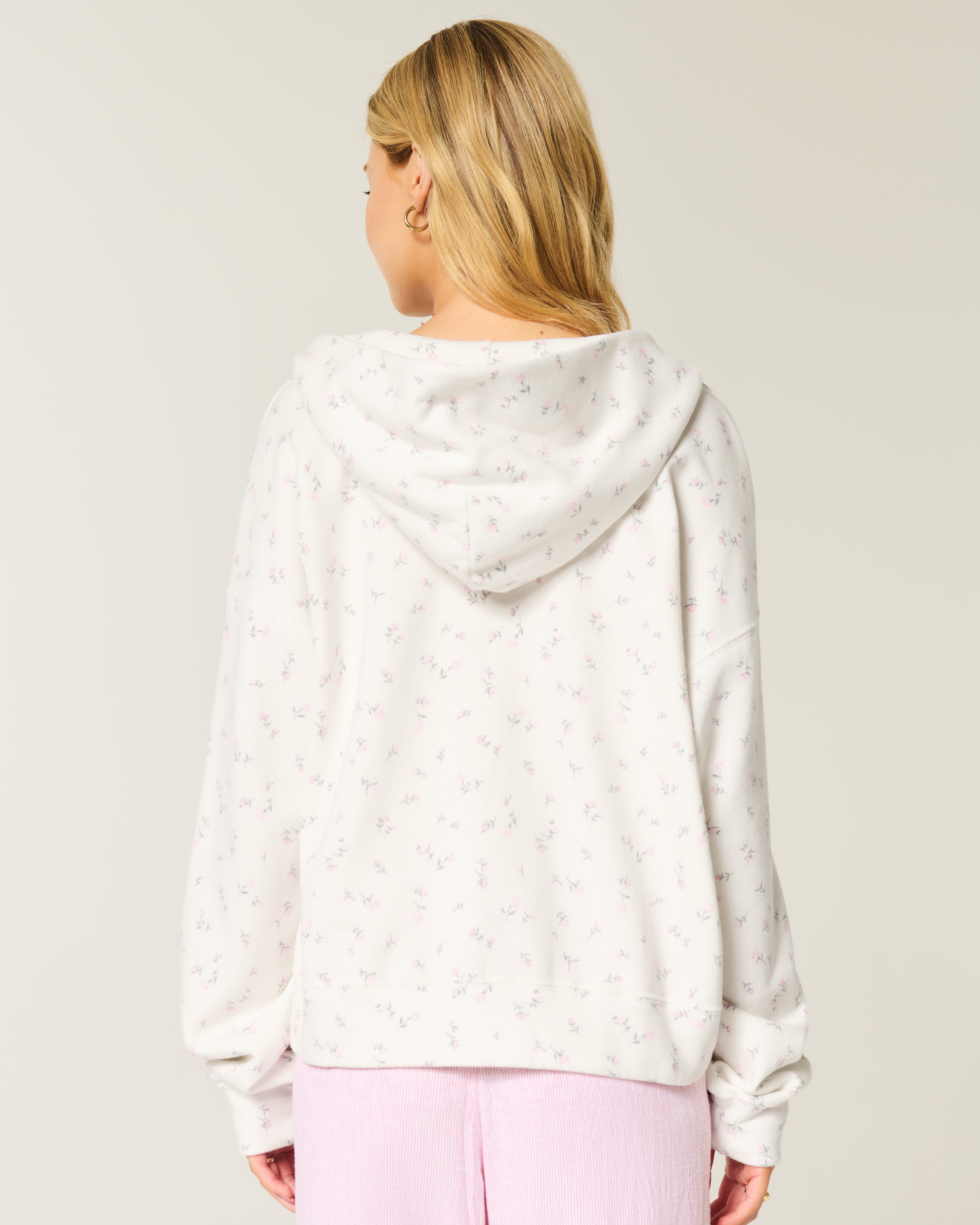 Женские худи Hollister Oversized Floral Pattern Zip-Up — фото 3