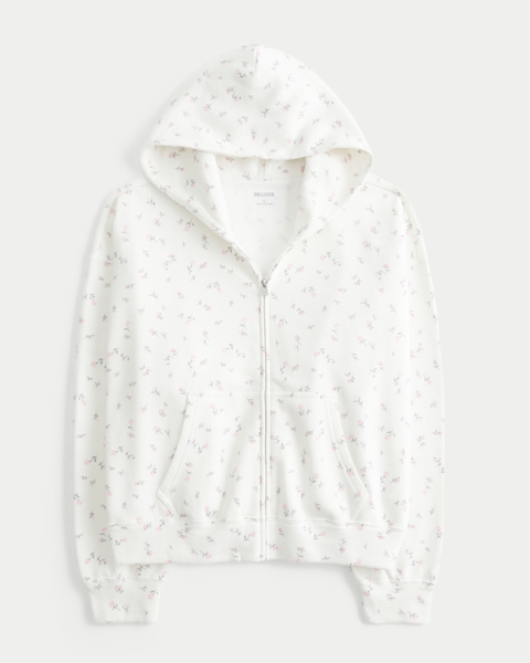Женские худи Hollister Oversized Floral Pattern Zip-Up