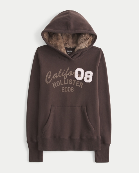 Женские худи Hollister Feel Good Faux Fur-Lined Hood Graphic