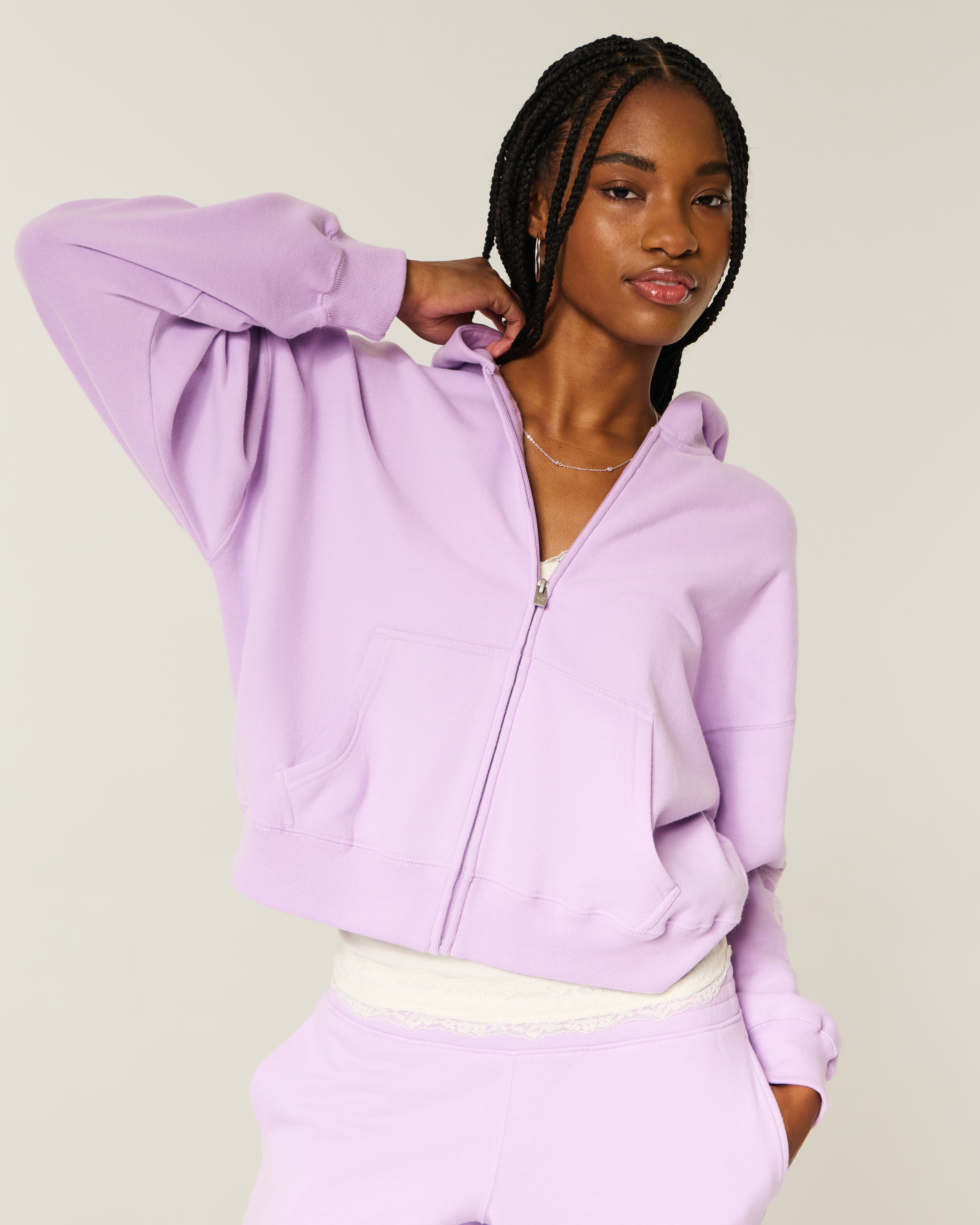 Женские худи Hollister Feel Good Graphic Easy Zip-Up — фото 2