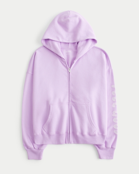 Женские худи Hollister Feel Good Graphic Easy Zip-Up