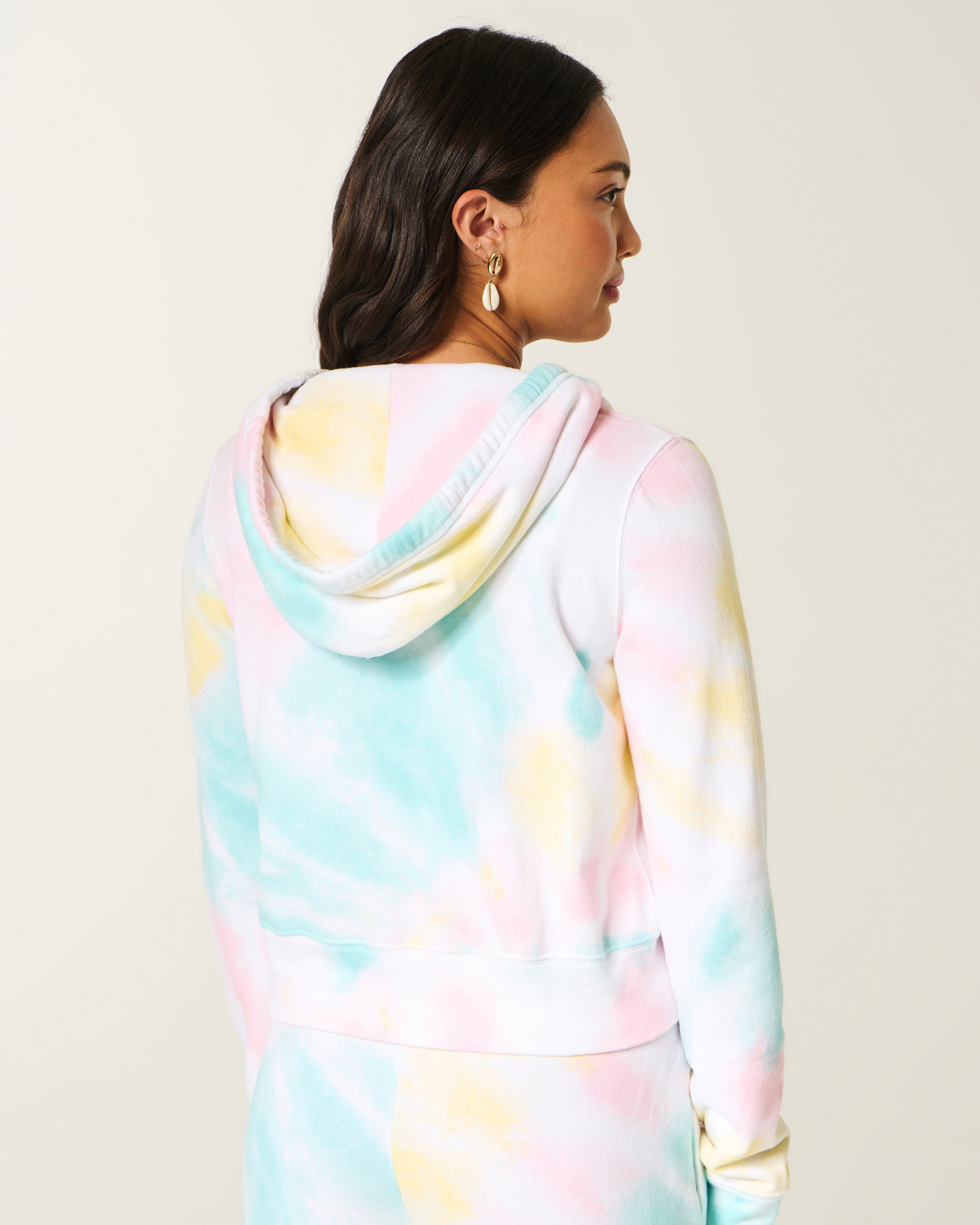 Женские худи Hollister Terry Logo Graphic Wash Effect Zip-Up — фото 3