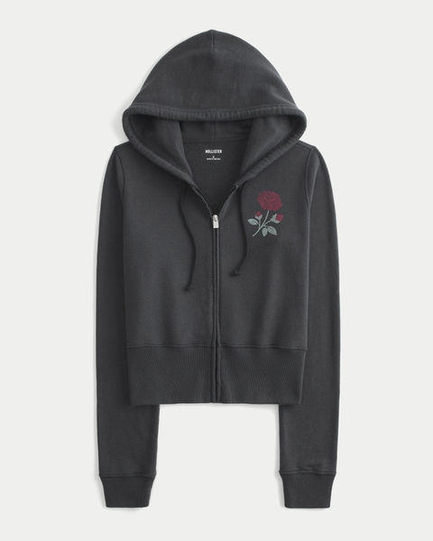 Женские худи Hollister Terry Zip-Up Lovebirds Graphic