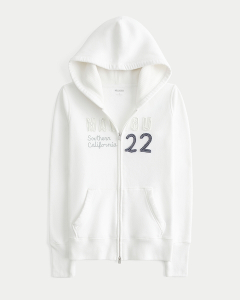 Женские худи Hollister Feel Good Waffle Lined Hood Zip-Up Logo Graphic
