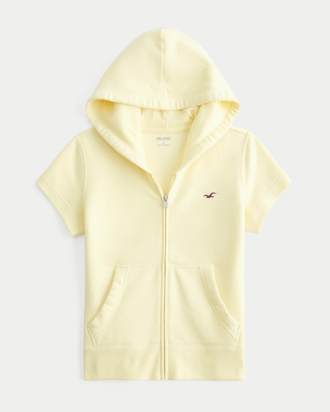 Женские худи Hollister Feel Good Short-Sleeve Zip-Up