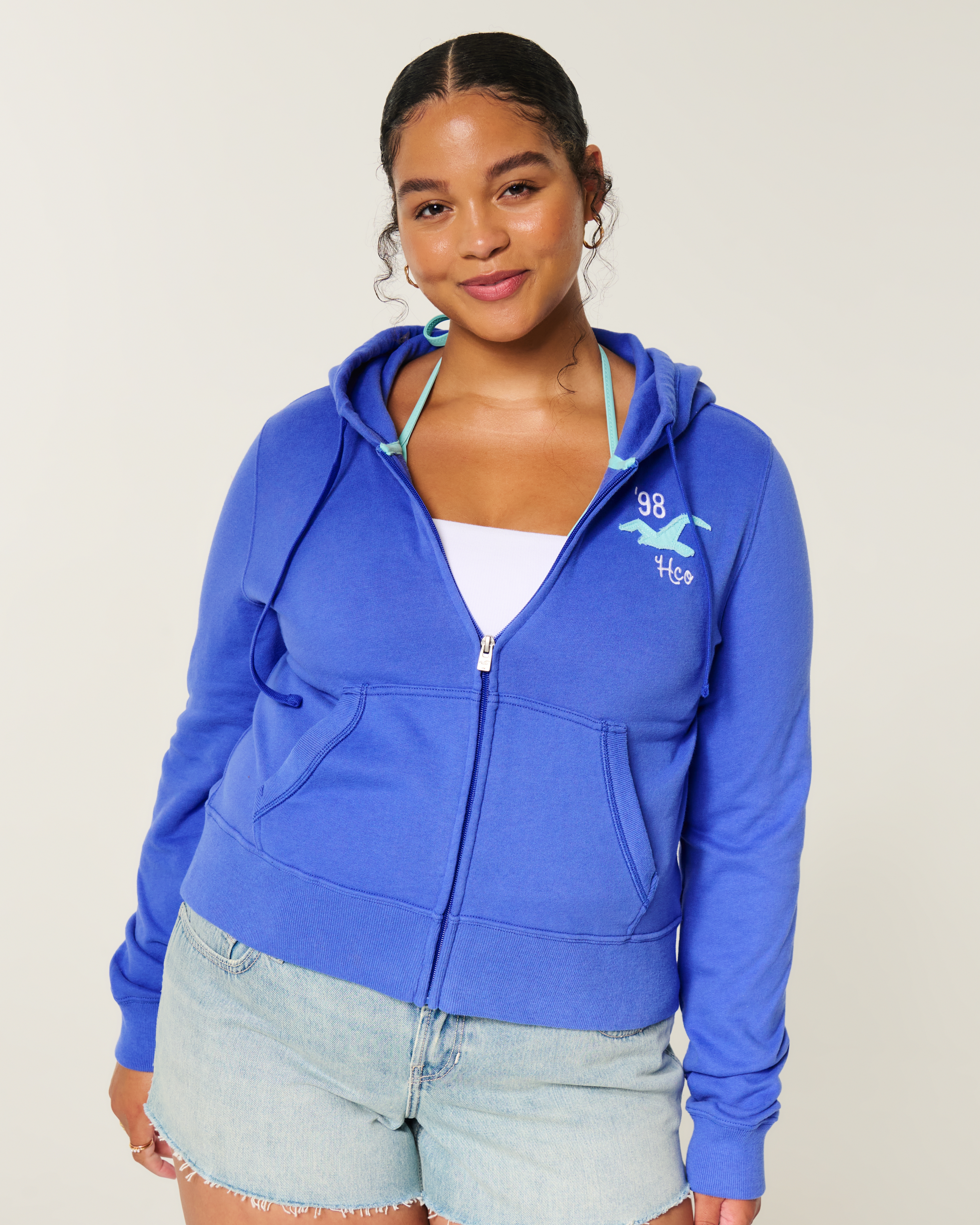 Женские худи Hollister Easy Zip-Up Logo Graphic — фото 2