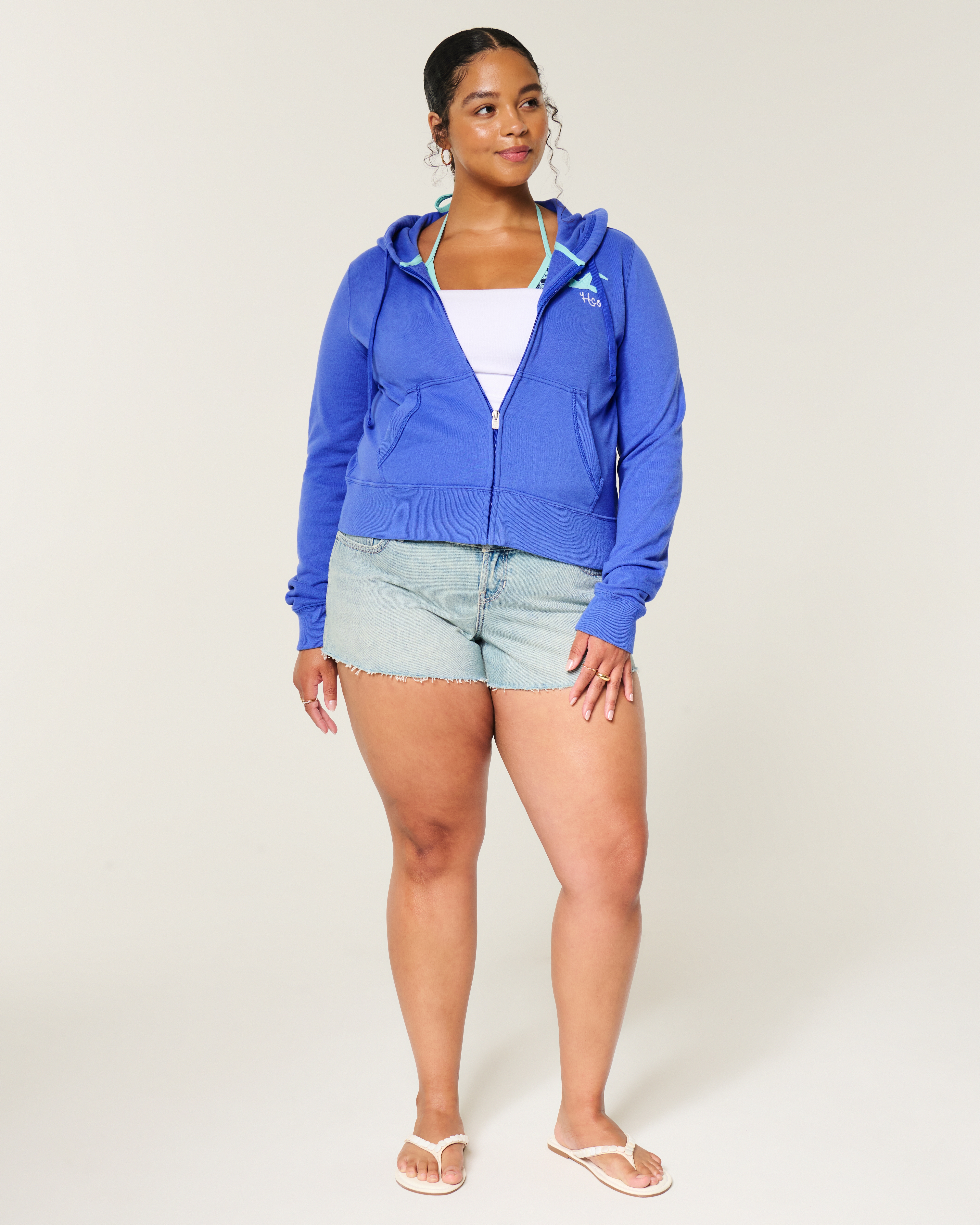 Женские худи Hollister Easy Zip-Up Logo Graphic — фото 3