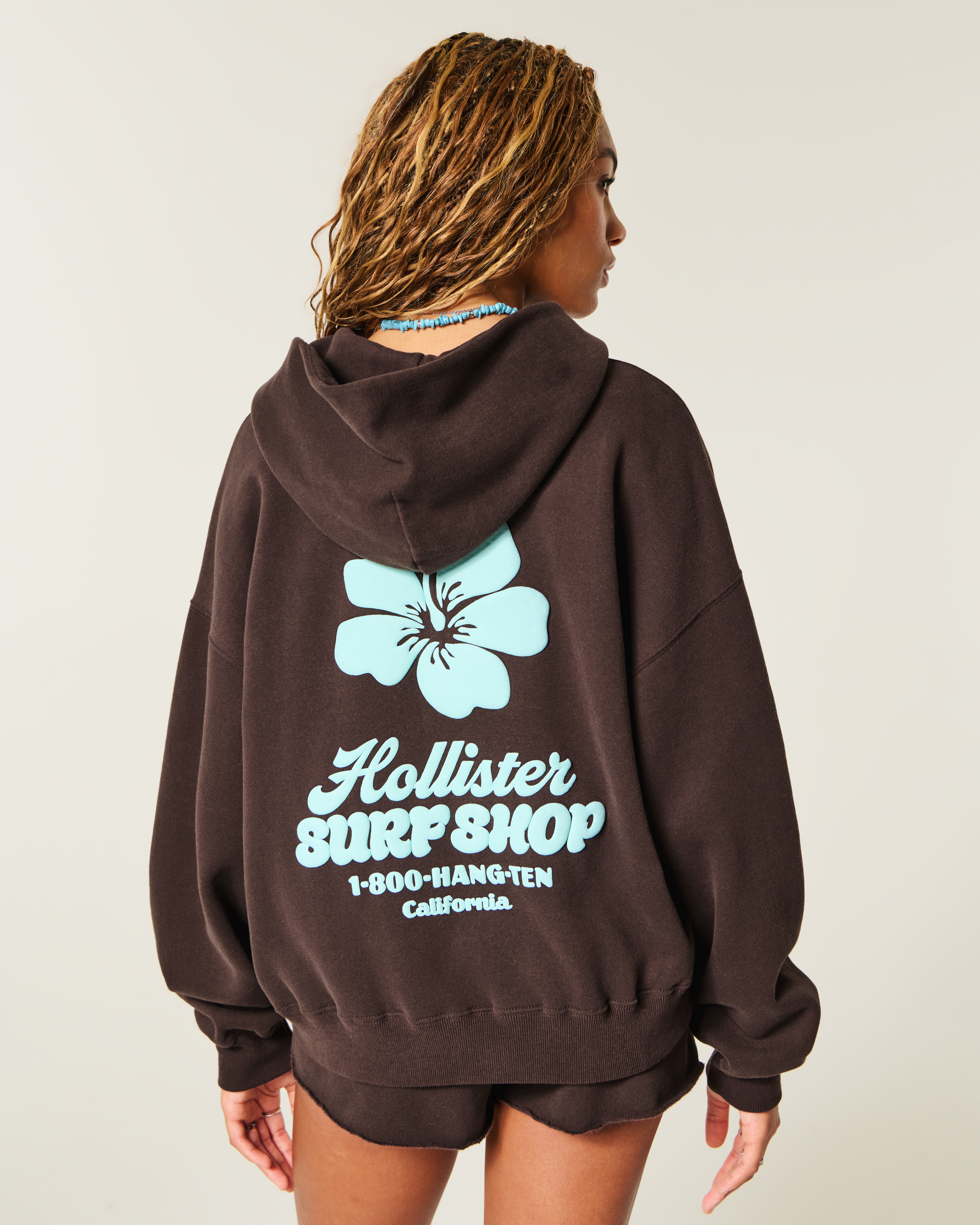 Женские худи Hollister Feel Good Easy Zip-Up Logo Graphic — фото 2