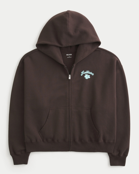 Женские худи Hollister Feel Good Easy Zip-Up Logo Graphic