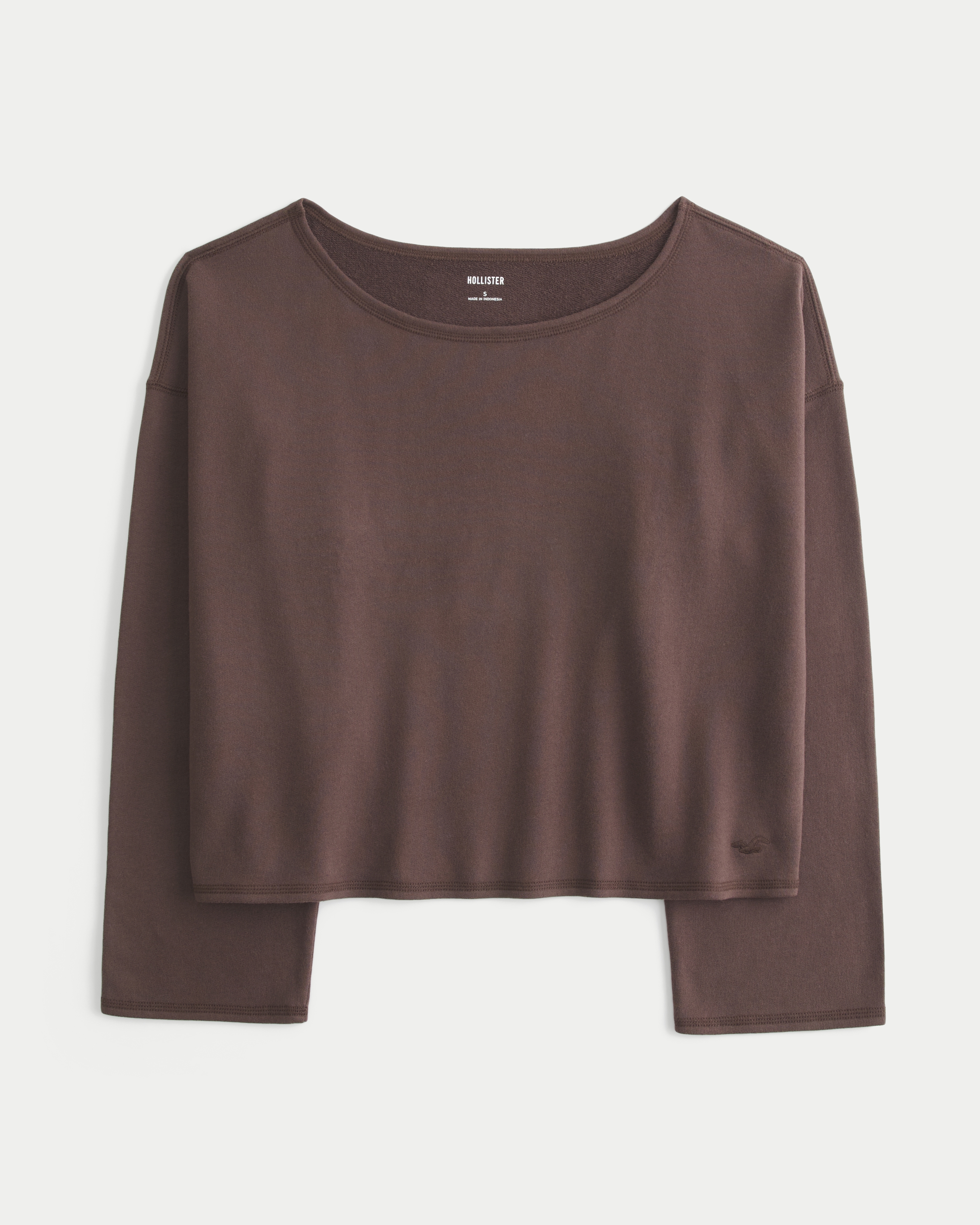 Женский свитшот Hollister Easy Off-the-Shoulder, цвет: Коричневый