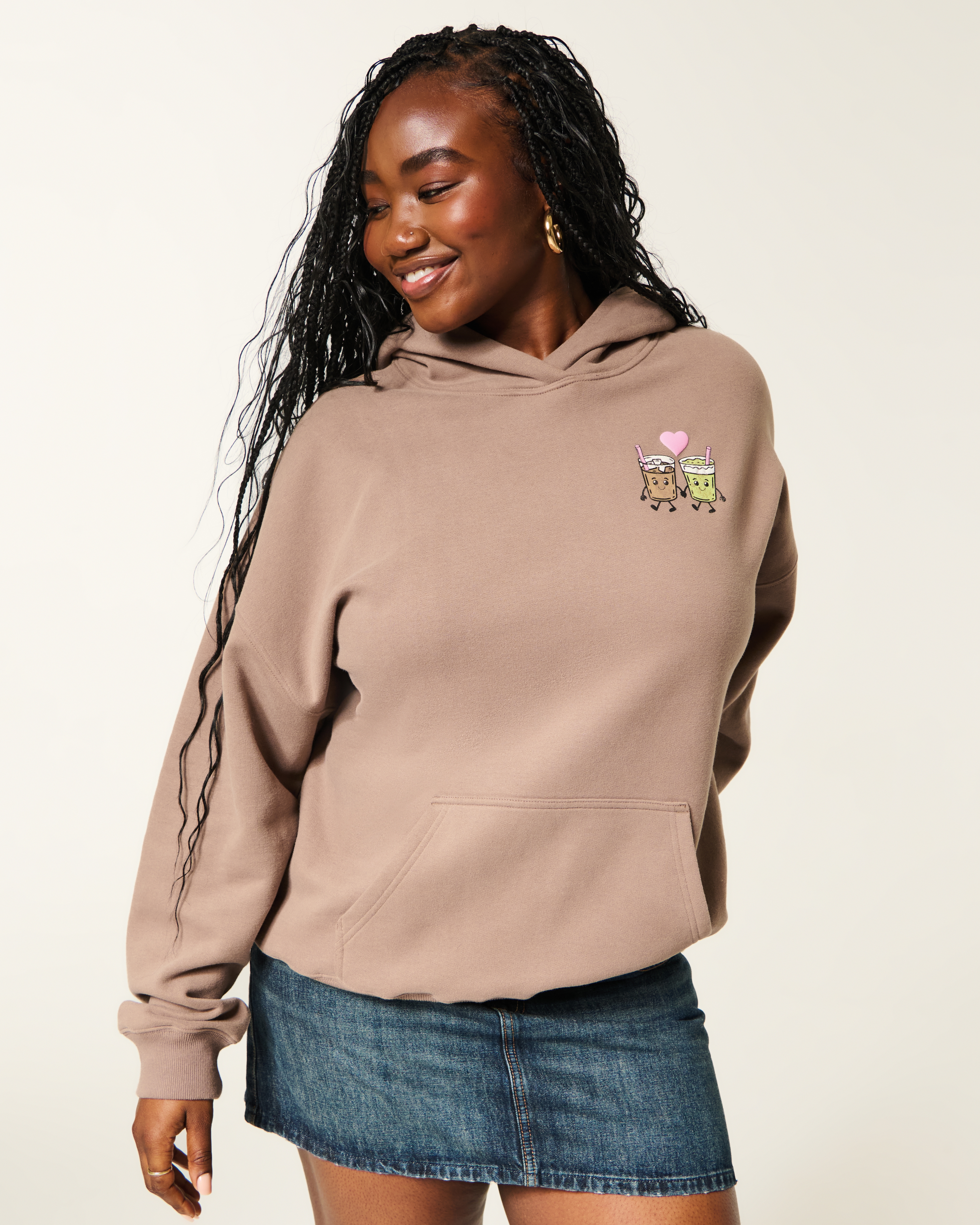 Женские худи Hollister Feel Good Oversized Latte Graphic — фото 2