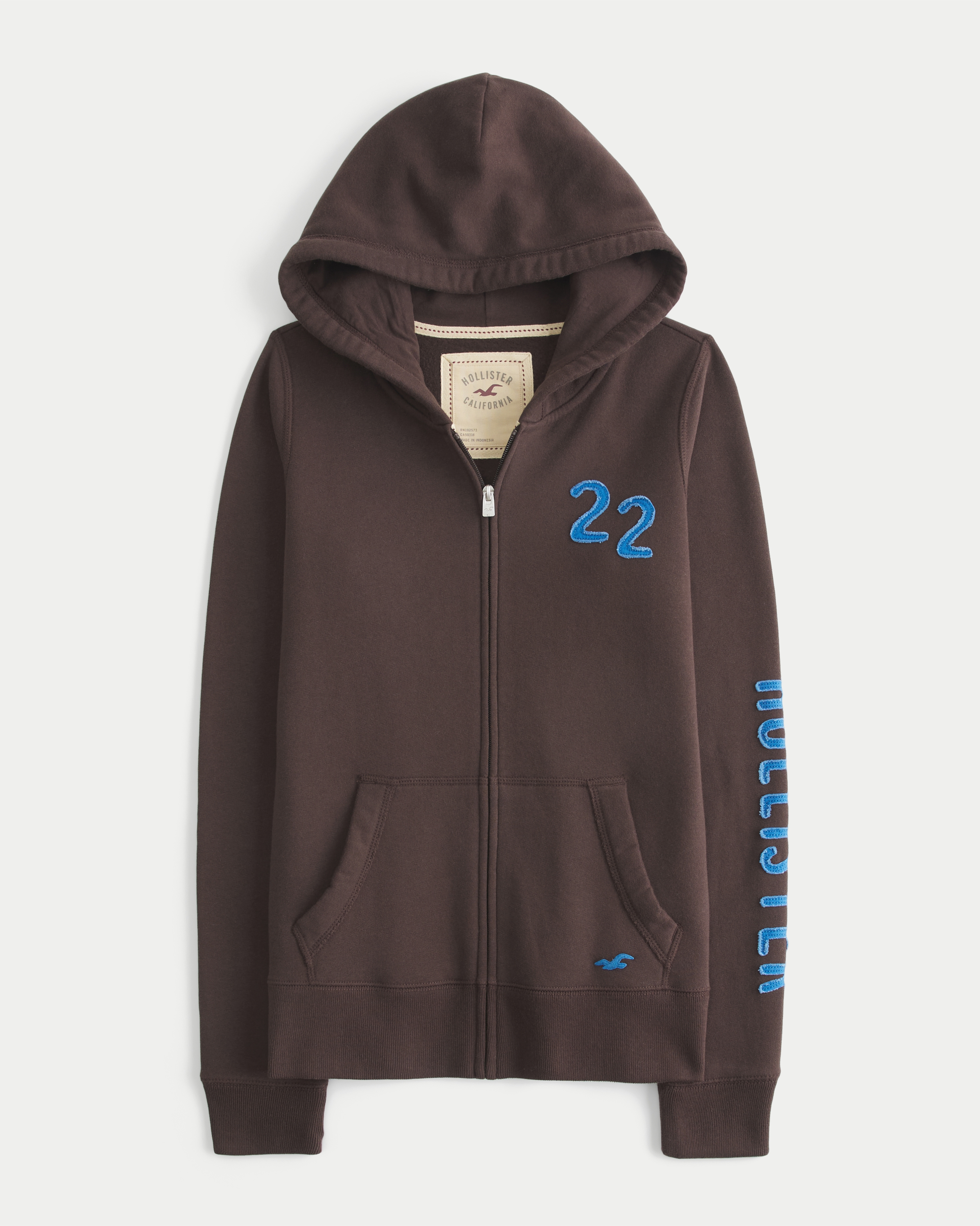 Женская толстовка Hollister Feel Good Logo Camo на молнии, цвет: Коричневый