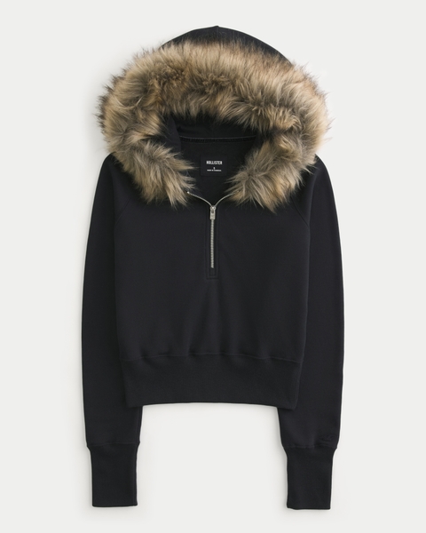 Женские худи Hollister Faux Fur Trim Half-Zip