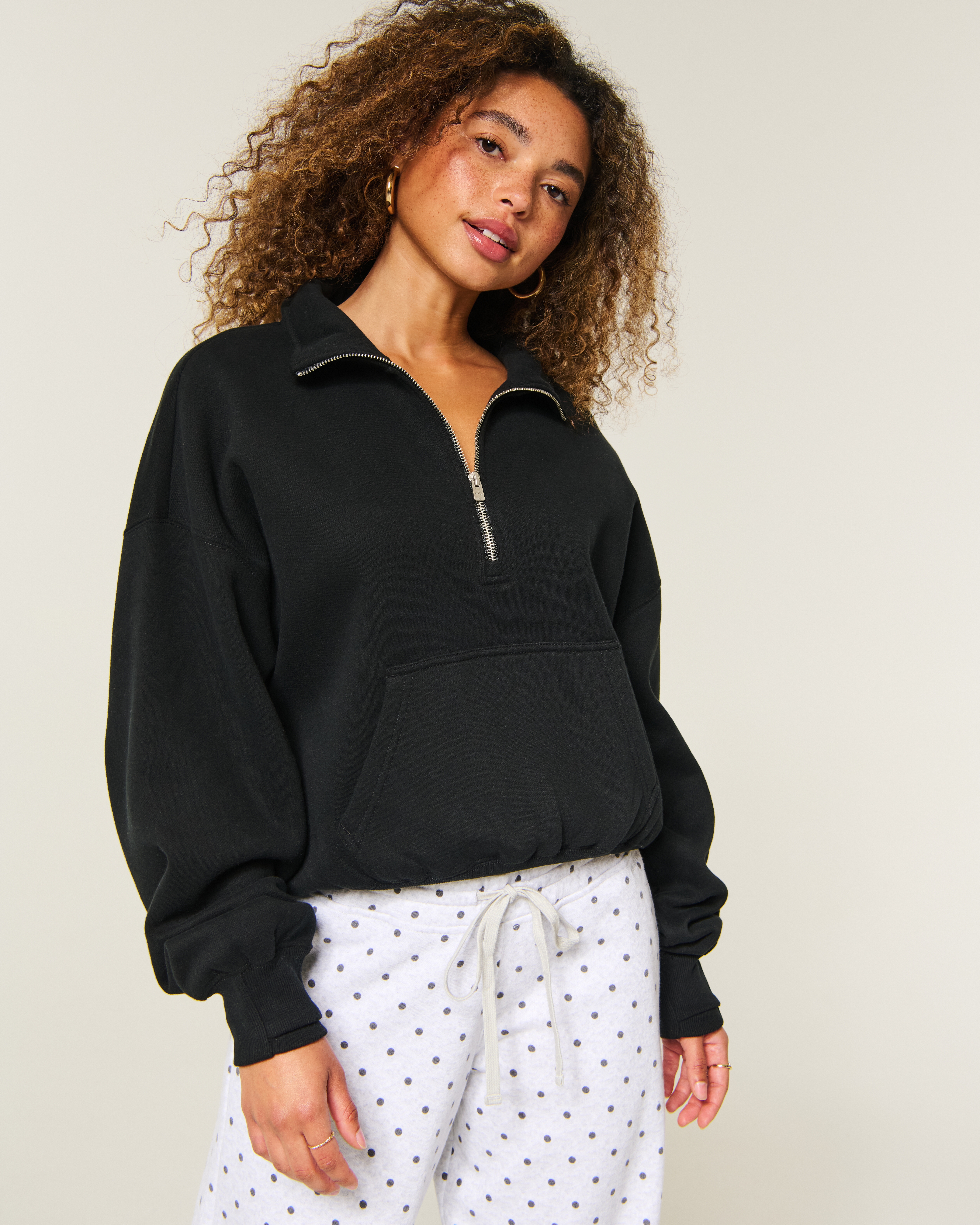 Женские худи Hollister Easy Half-Zip Sweatshirt — фото 2