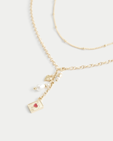 Hollister Card Charm Necklace 2-Pack
