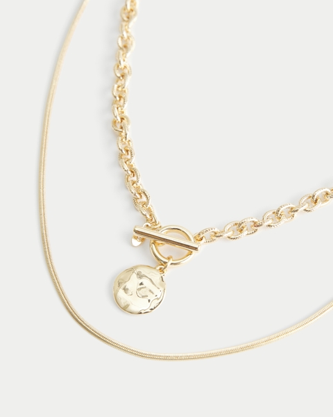 Hollister Coin Layered Necklace 2-Pack