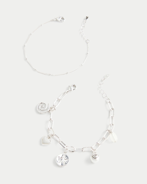 Женские брелоки Hollister Silver Charm Bracelet 2-Pack