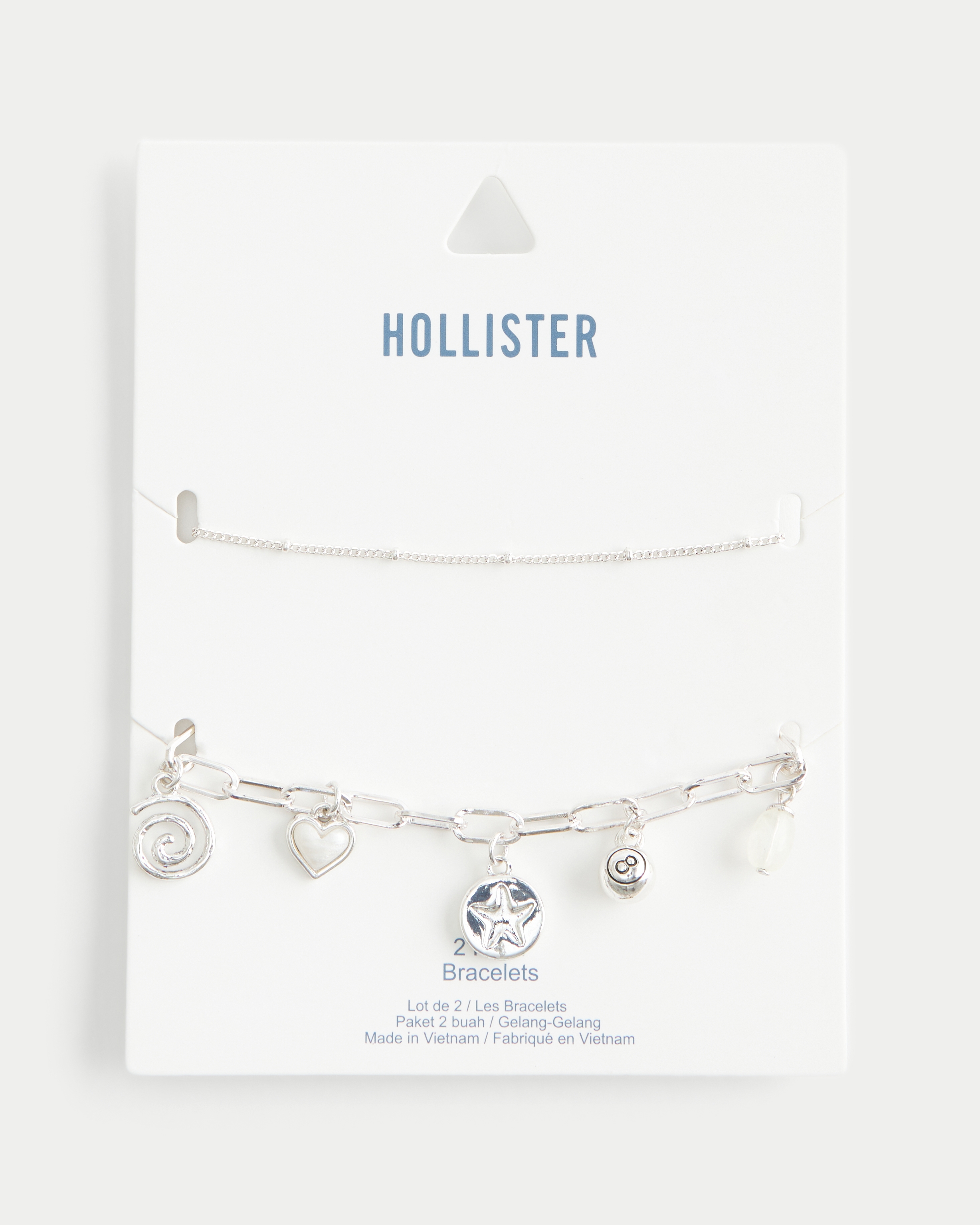 Женские брелоки Hollister Silver Charm Bracelet 2-Pack — фото 2