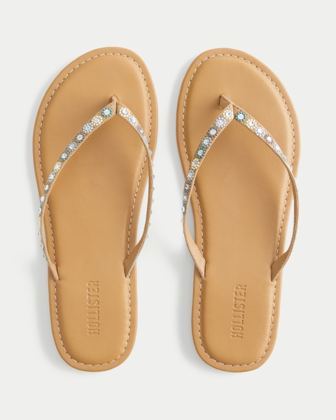Женские сандалии Hollister Braided Stud Faux Leather Flip Flops