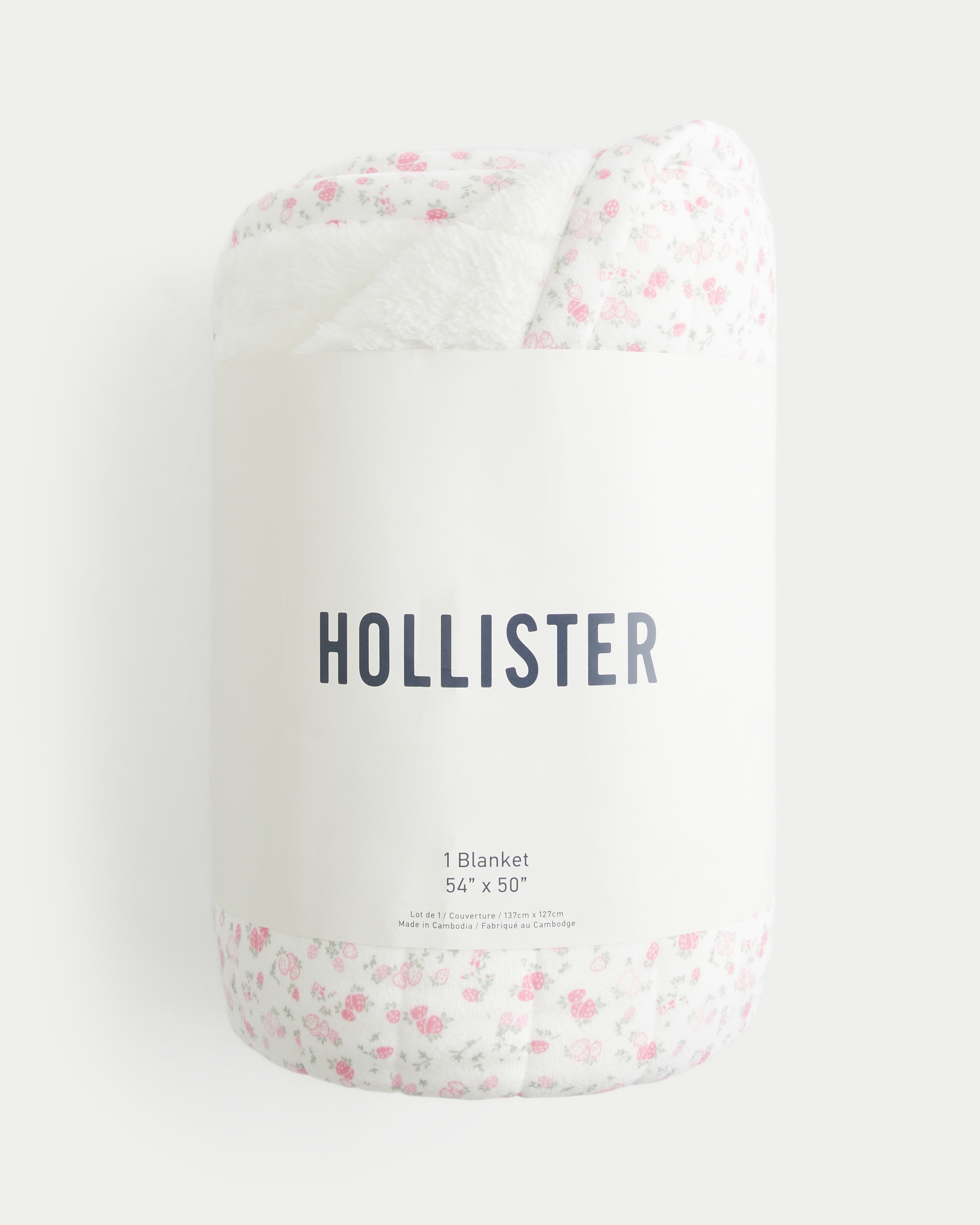 Плед Hollister Cozy Quilted с клубничным принтом, цвет: Светлый розовый с принтом — фото 3