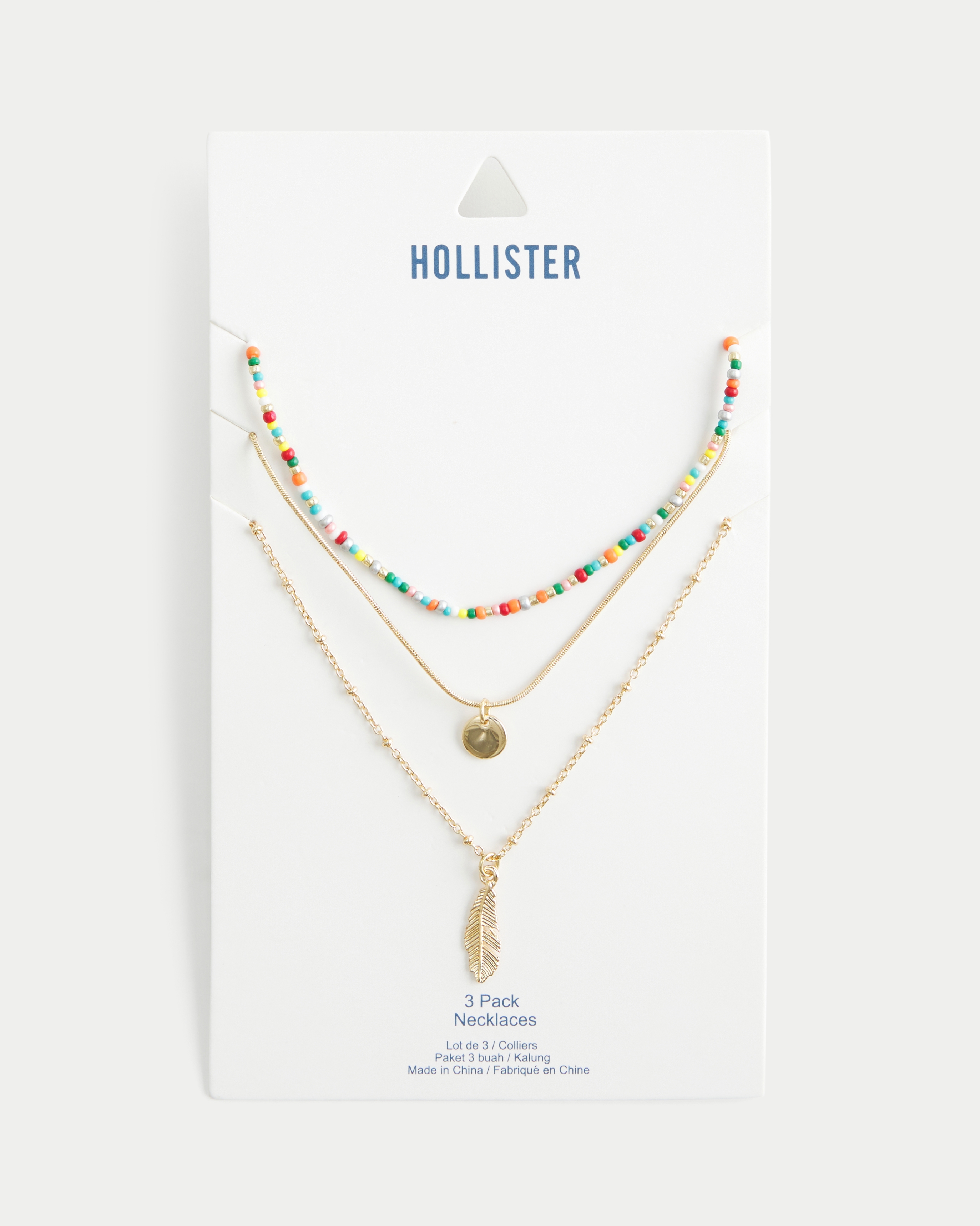 Женские колье Hollister Feather 3-Pack, цвет: Золотой — фото 2