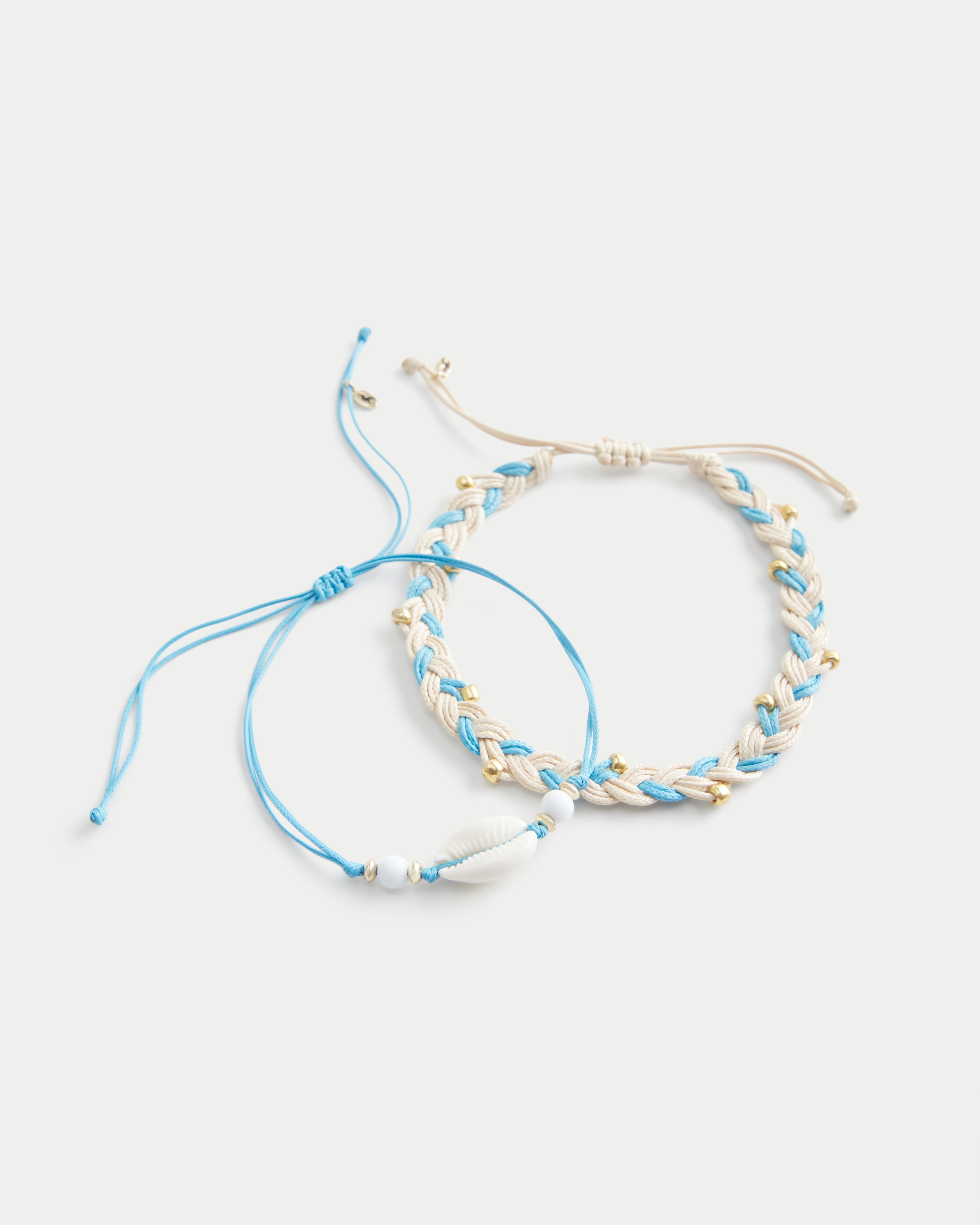 Женские браслеты на ногу Hollister Blue Puka 2-Pack, цвет: Светлый синий — фото 1