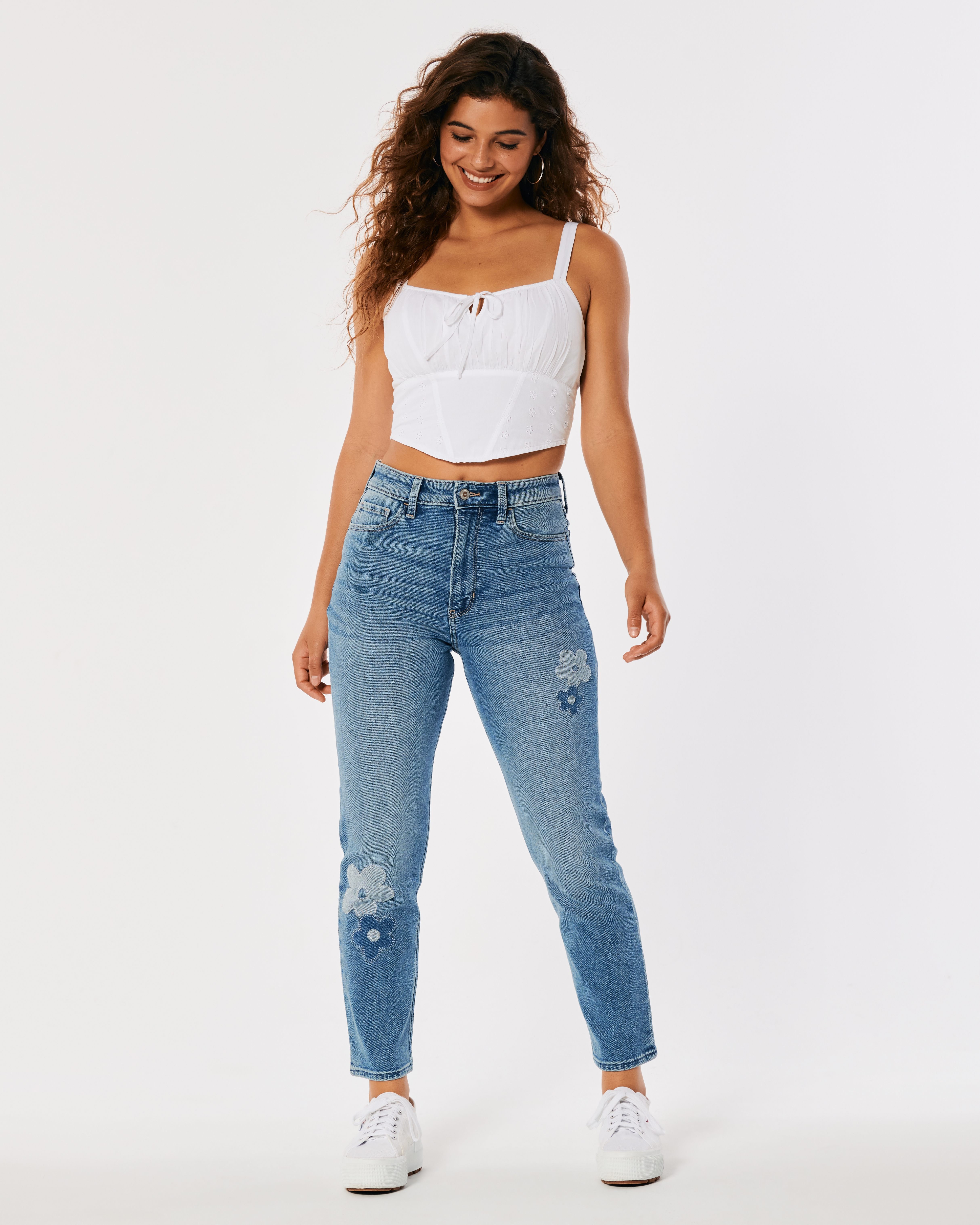 hollister ripped mom jeans