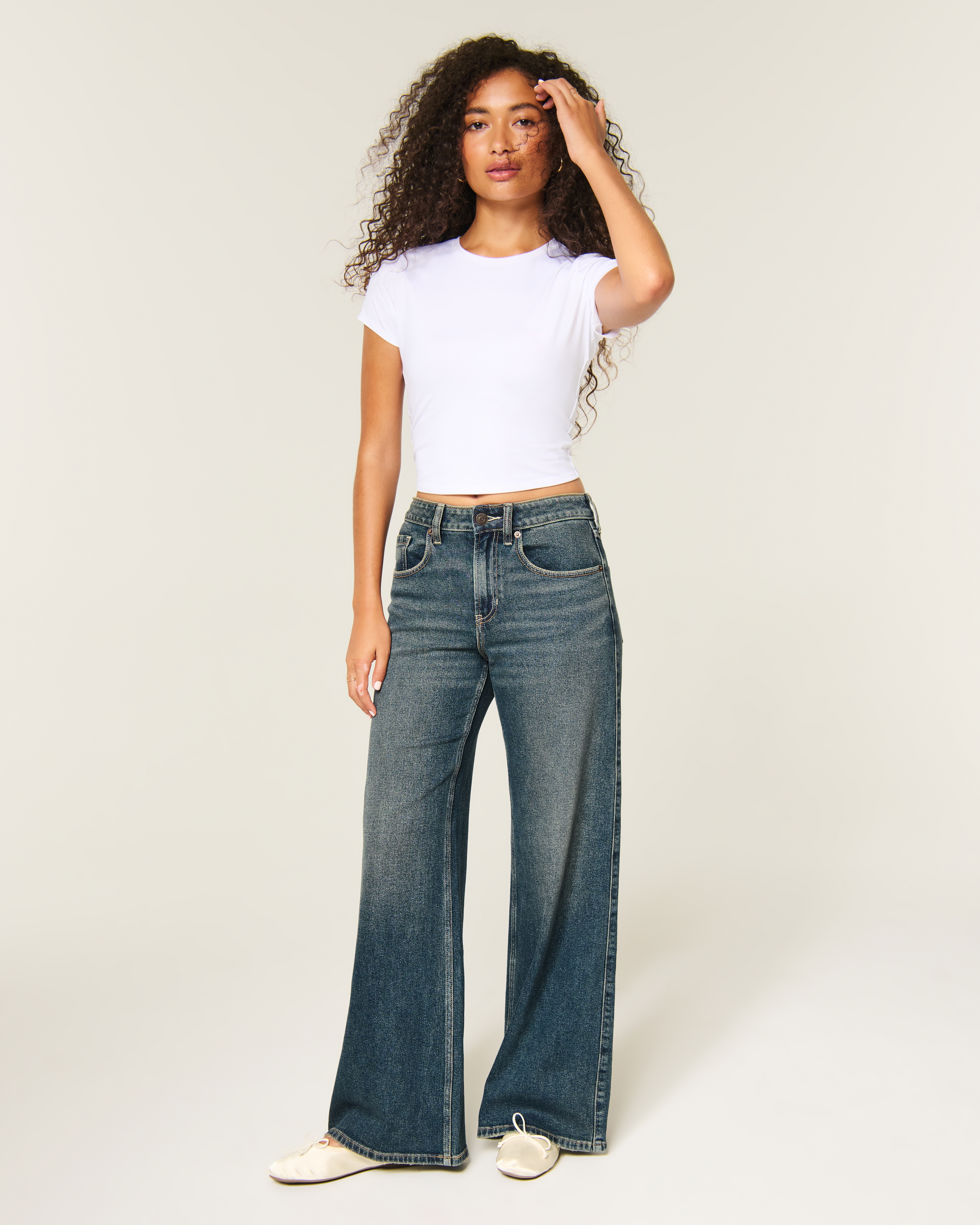 Женские джинсы Hollister High-Rise Dark Wash Wide-Leg Jeans — фото 2