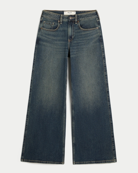 Женские джинсы Hollister High-Rise Dark Wash Wide-Leg Jeans