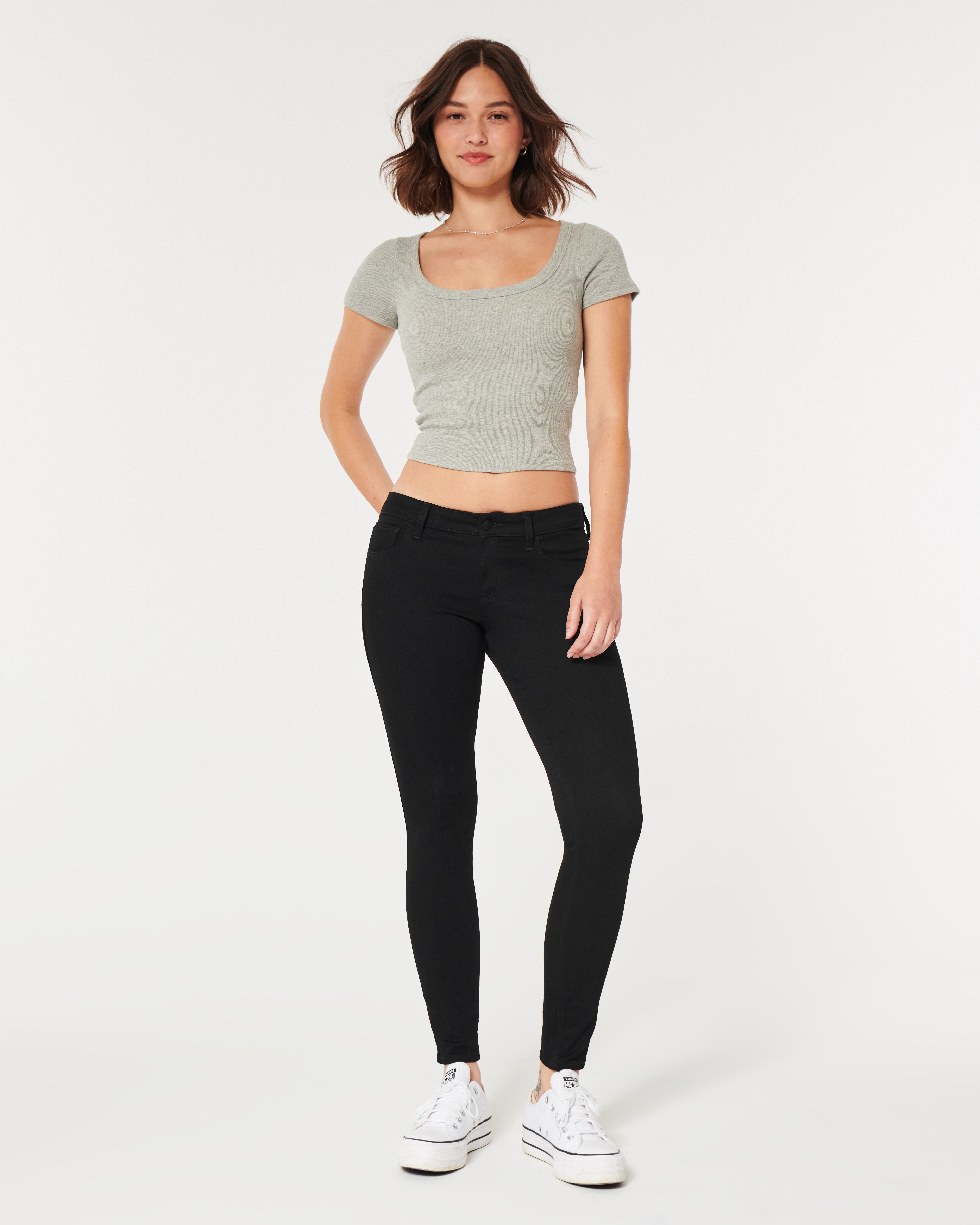 Женские джинсы Hollister Curvy Low-Rise Black Super Skinny Jeans — фото 2