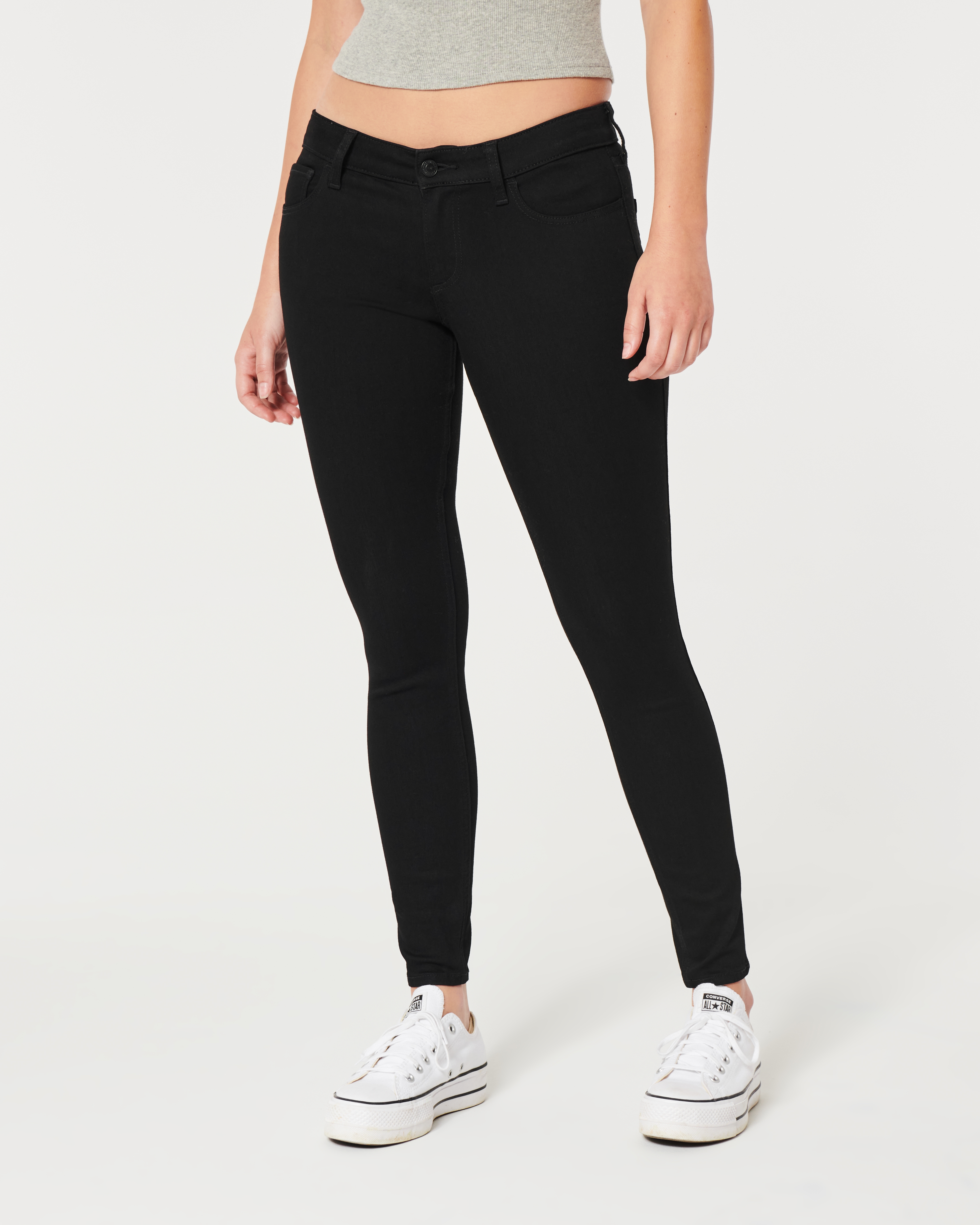 Женские джинсы Hollister Curvy Low-Rise Black Super Skinny Jeans — фото 3