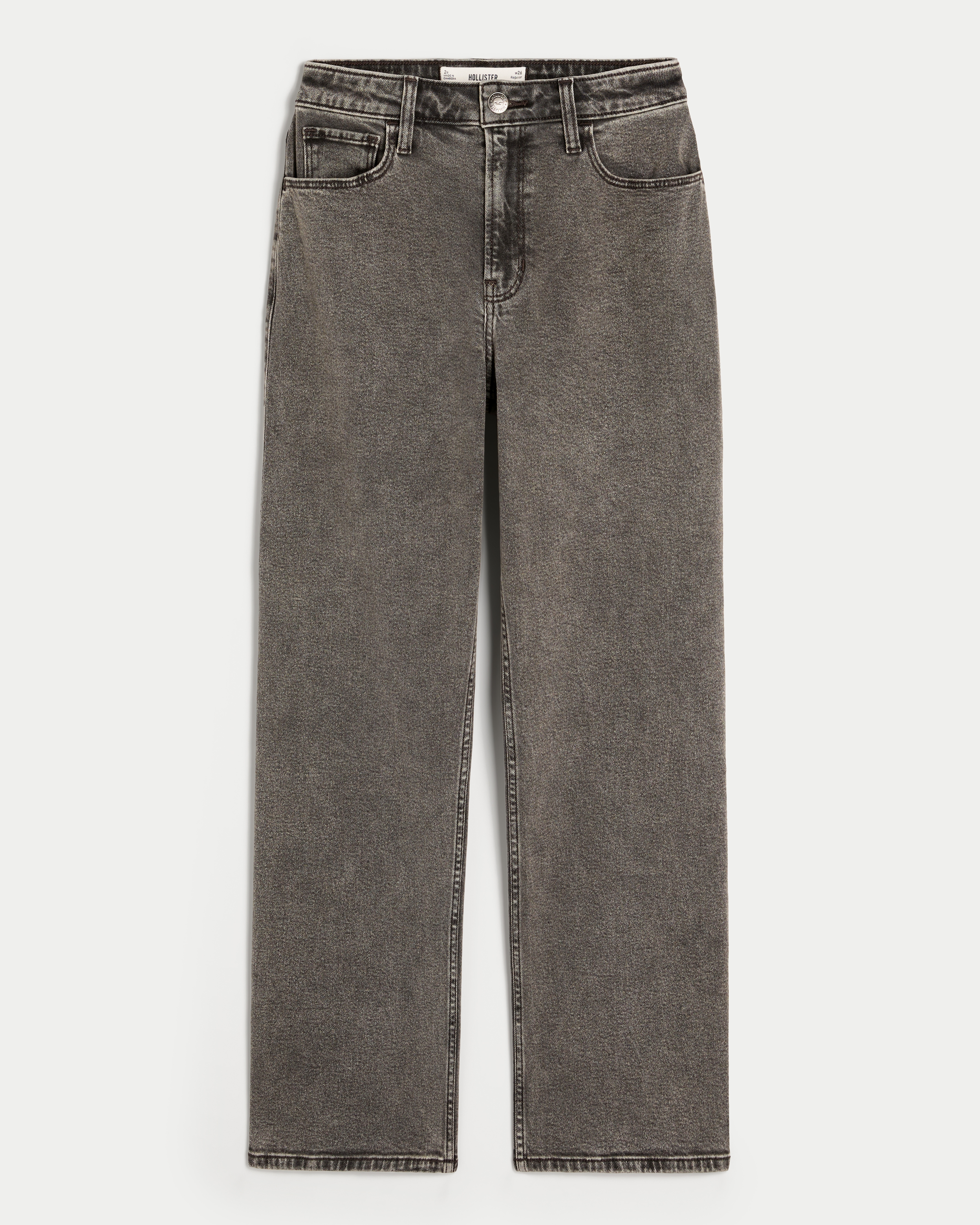 Женские джинсы Hollister Ultra High-Rise Dad, цвет: Потёртый чёрный — фото 1