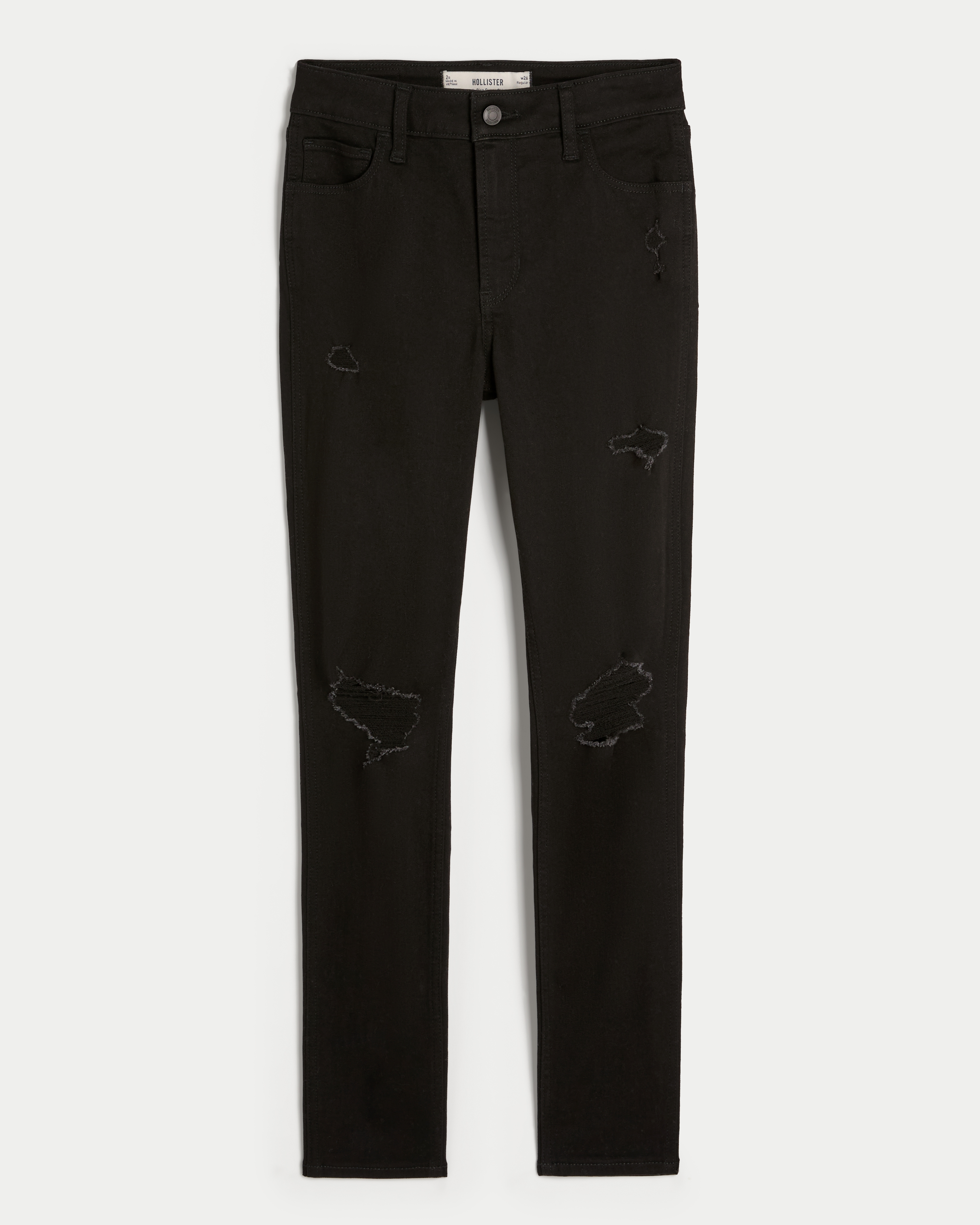 Женские джинсы Hollister High-Rise Ripped Black Super Skinny Jeans