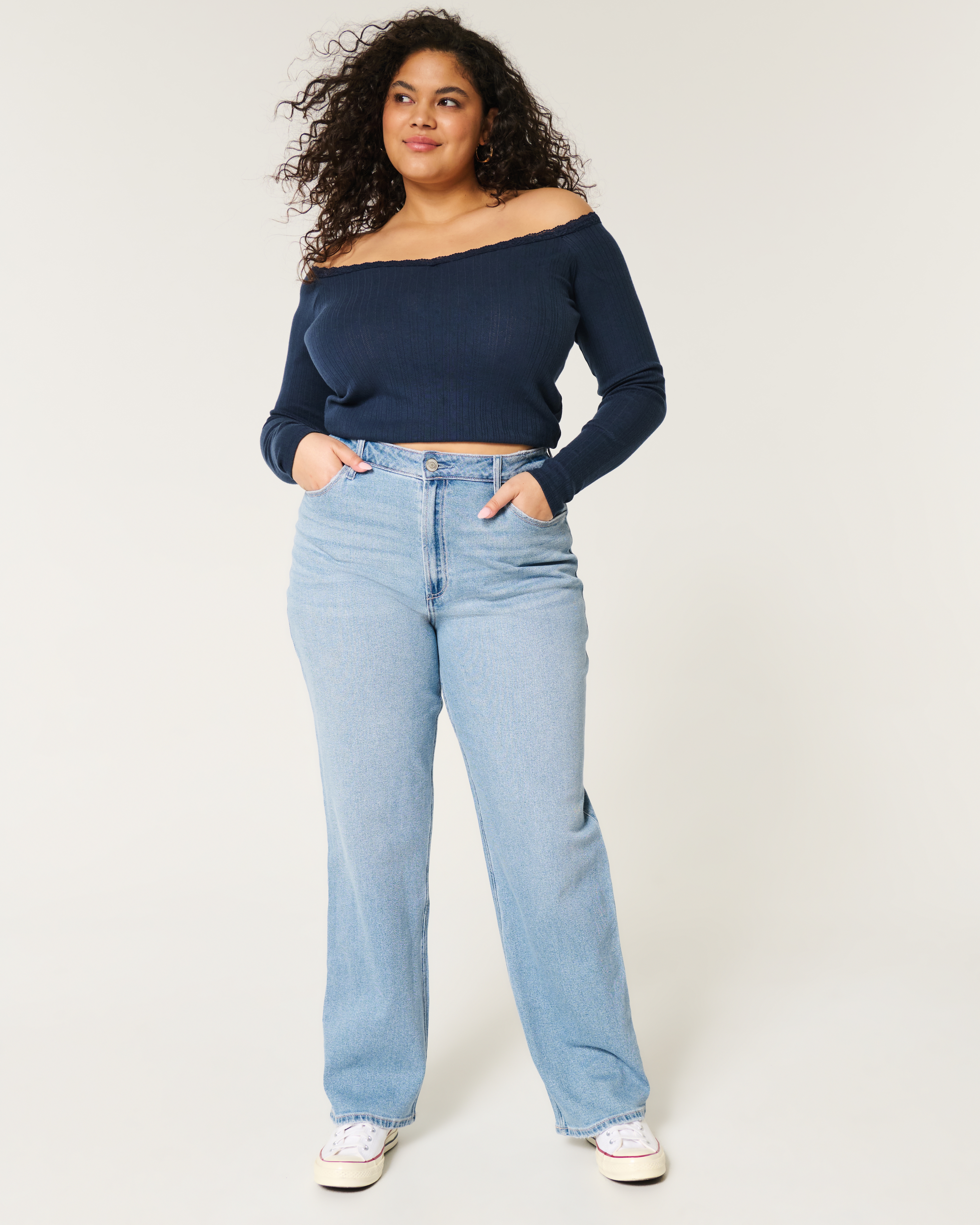 Женские джинсы Hollister Curvy Ultra High-Rise Medium Wash Dad Jeans — фото 2