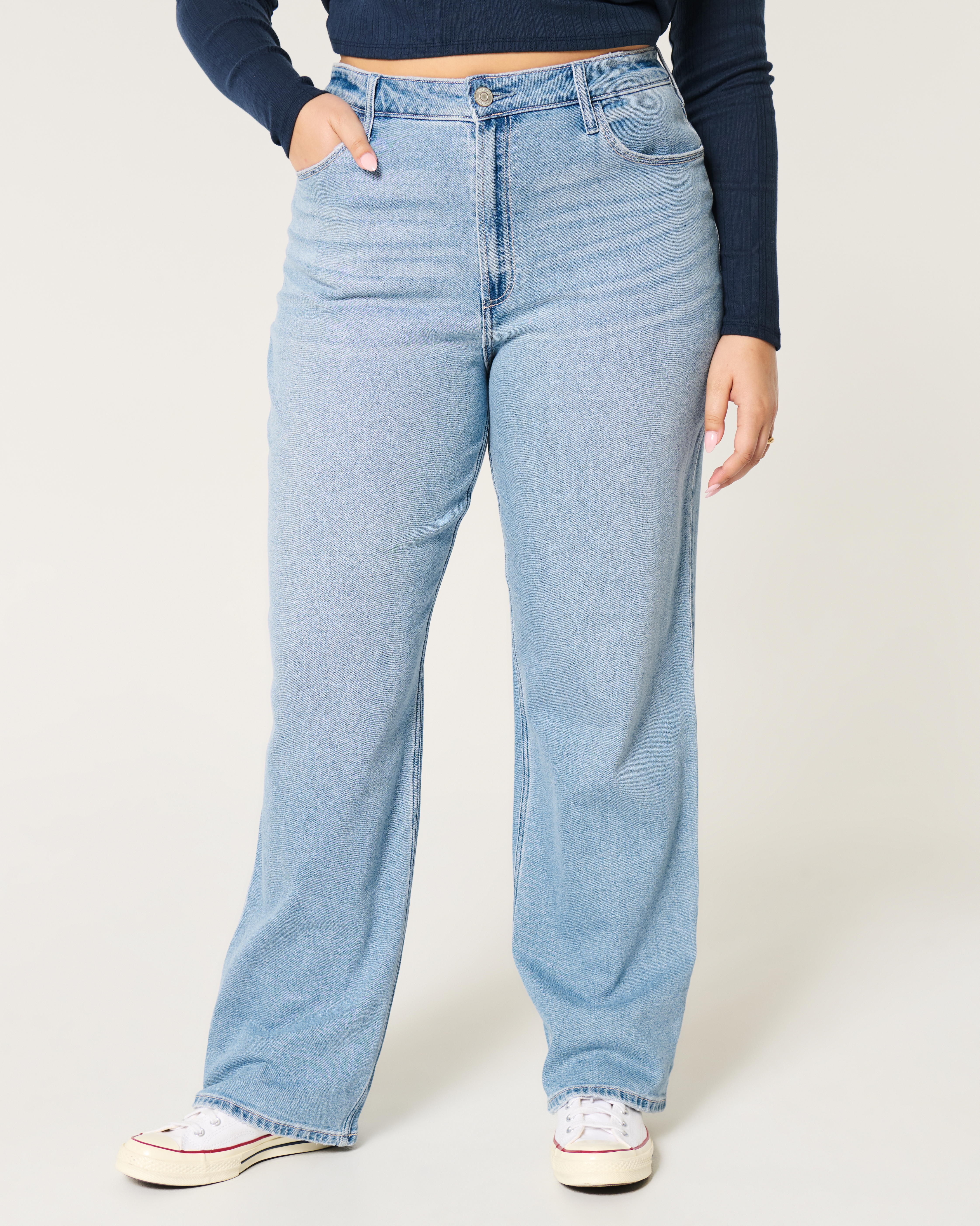 Женские джинсы Hollister Curvy Ultra High-Rise Medium Wash Dad Jeans — фото 3