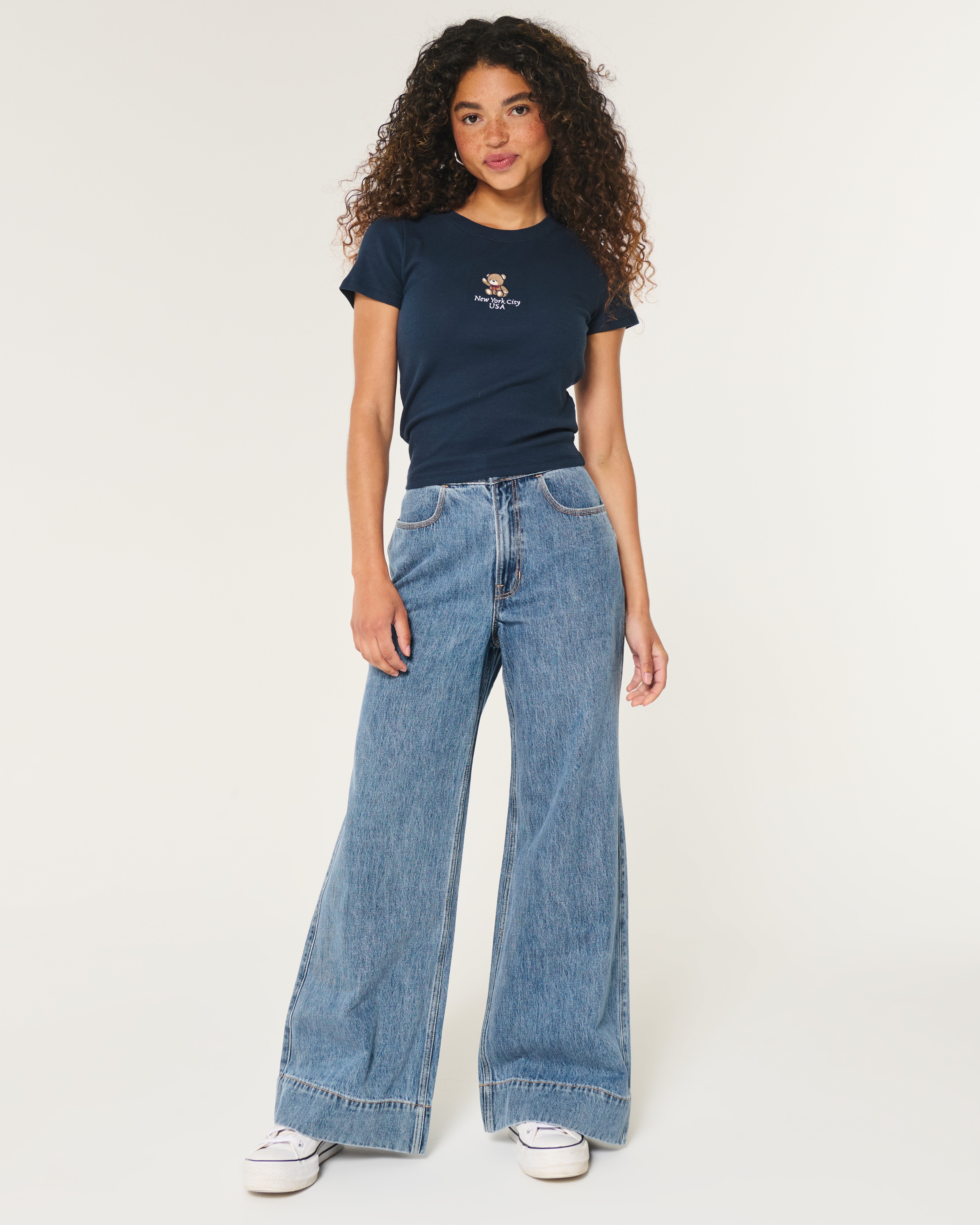 Женские джинсы Hollister Ultra High-Rise Medium Wash Wide-Leg Jeans — фото 2