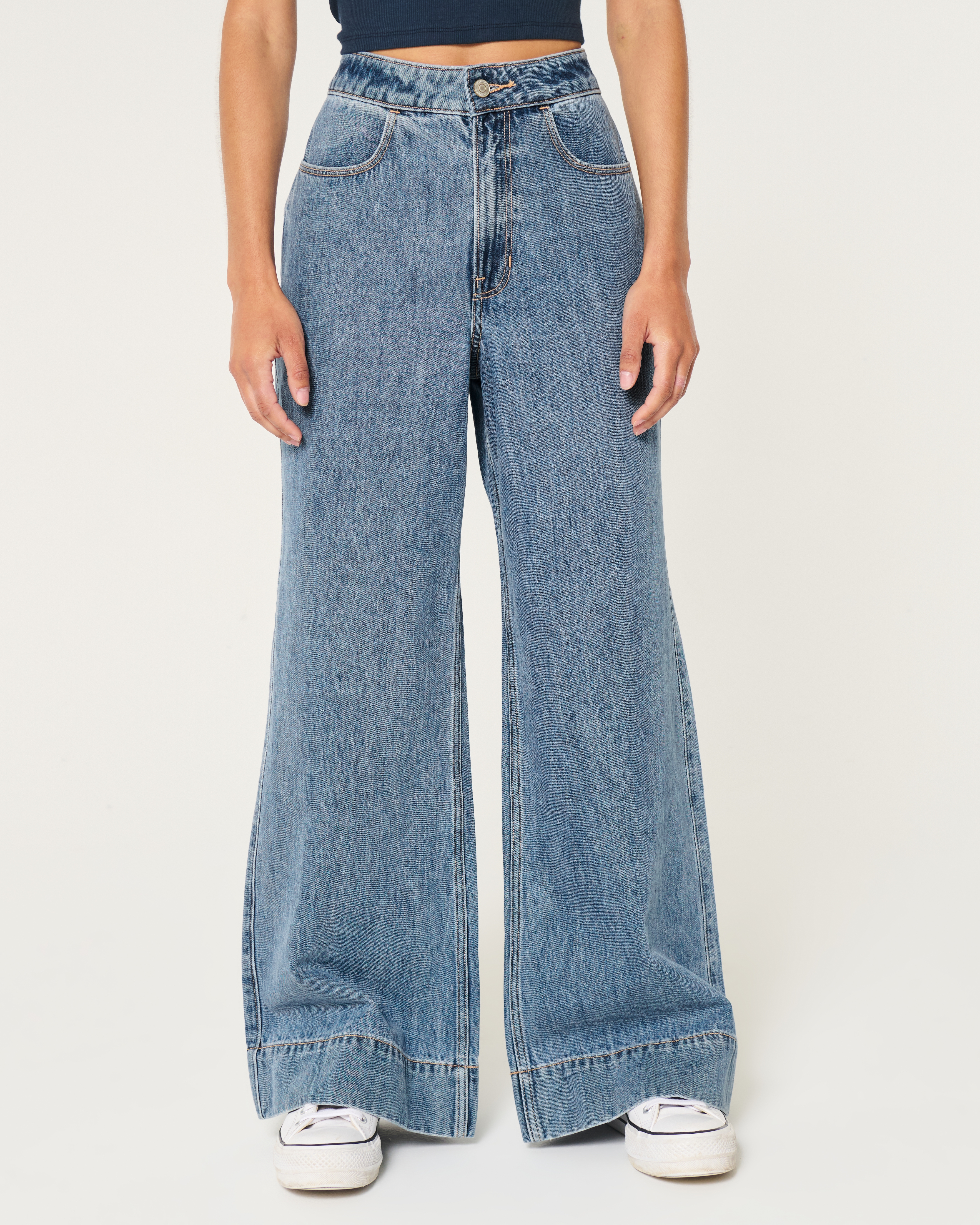 Женские джинсы Hollister Ultra High-Rise Medium Wash Wide-Leg Jeans — фото 3