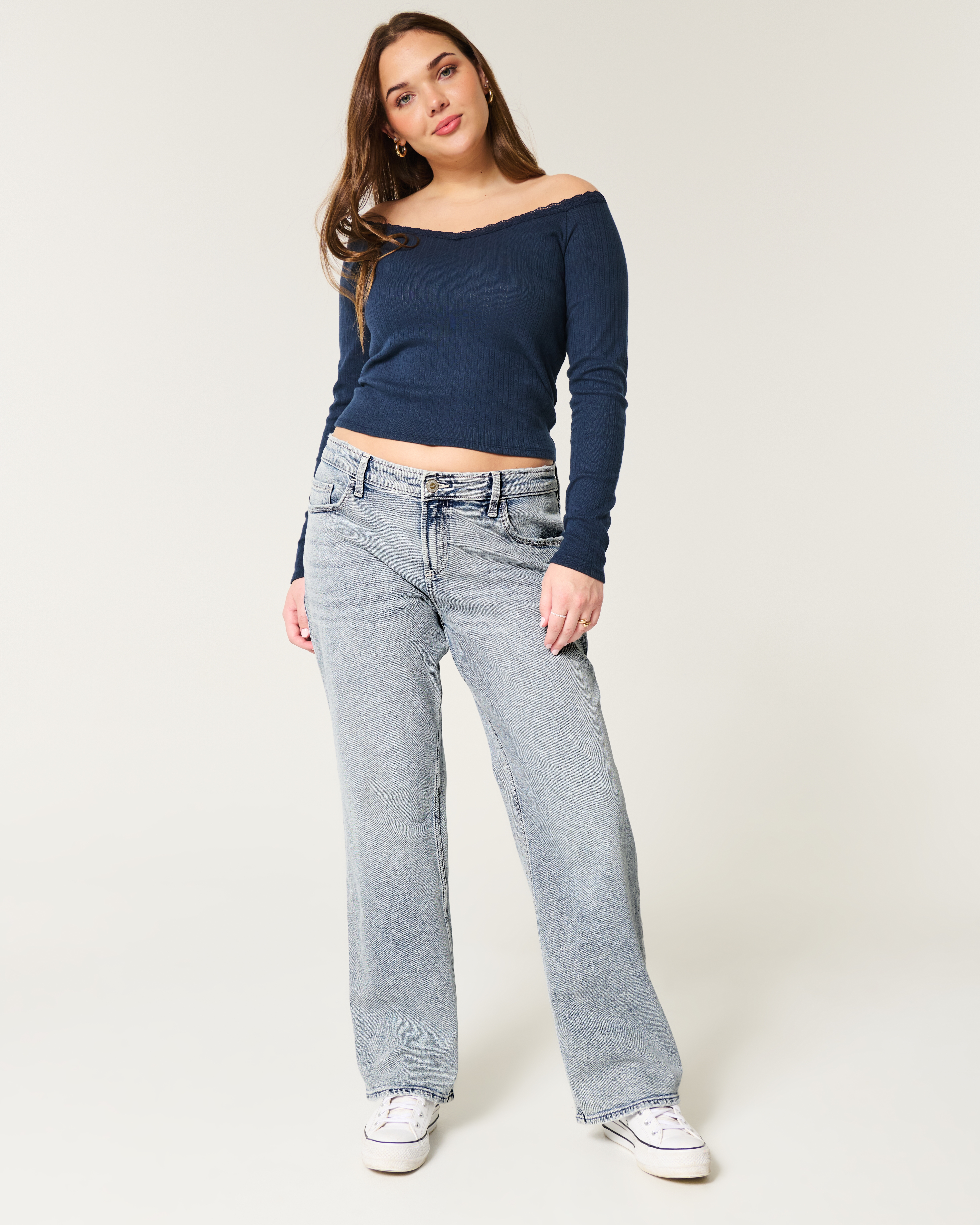 Женские джинсы Hollister Low-Rise Medium Wash Relaxed Straight Jeans — фото 2